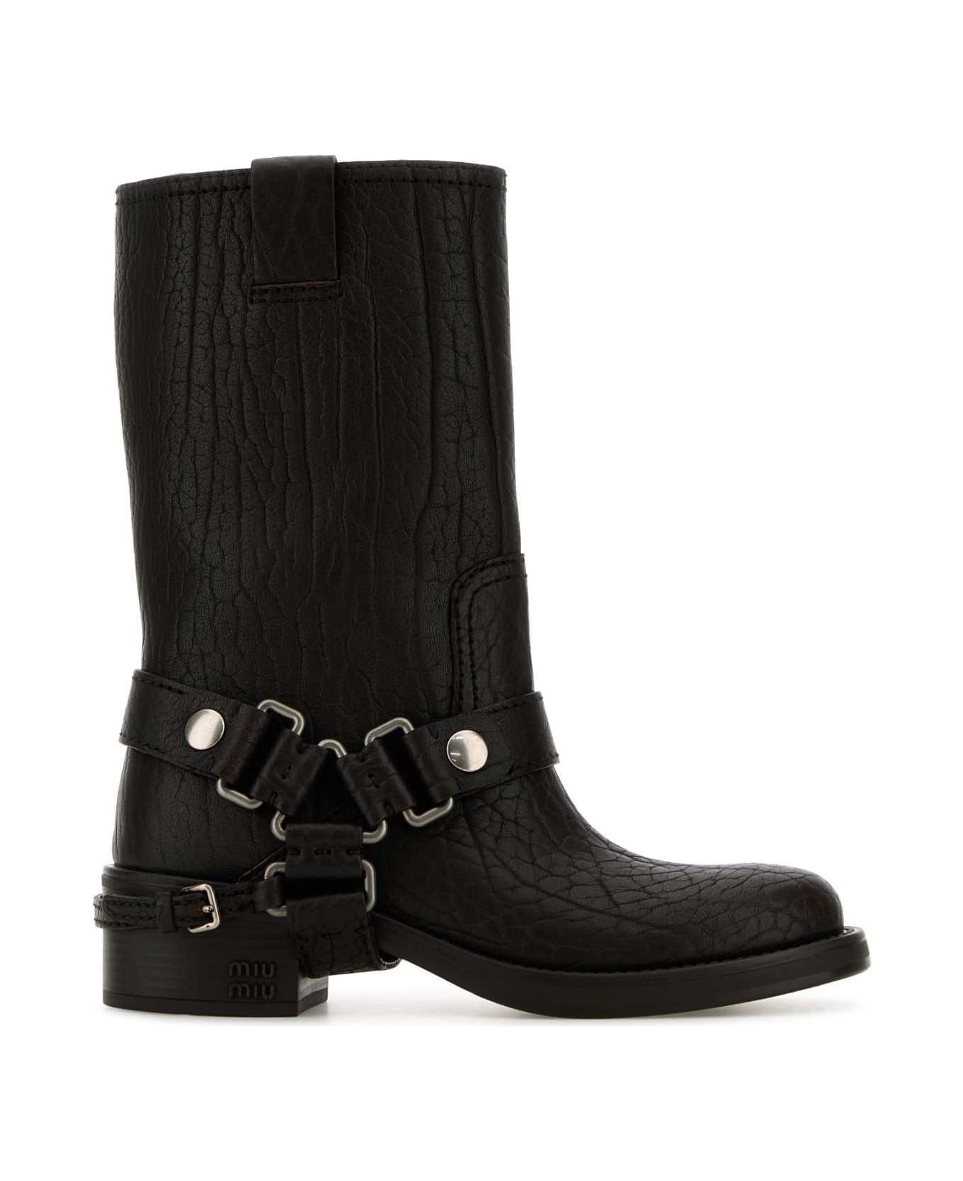 Miu Miu Dark Brown Leather Ankle Boots - PALISSANDRO