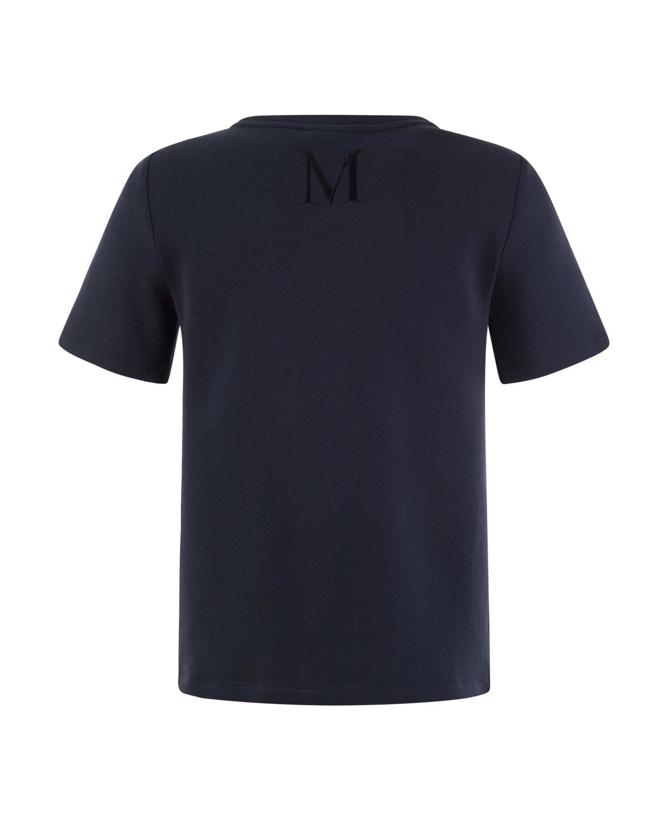 'S Max Mara Logo Embroidered Crewneck T-shirt - Blue