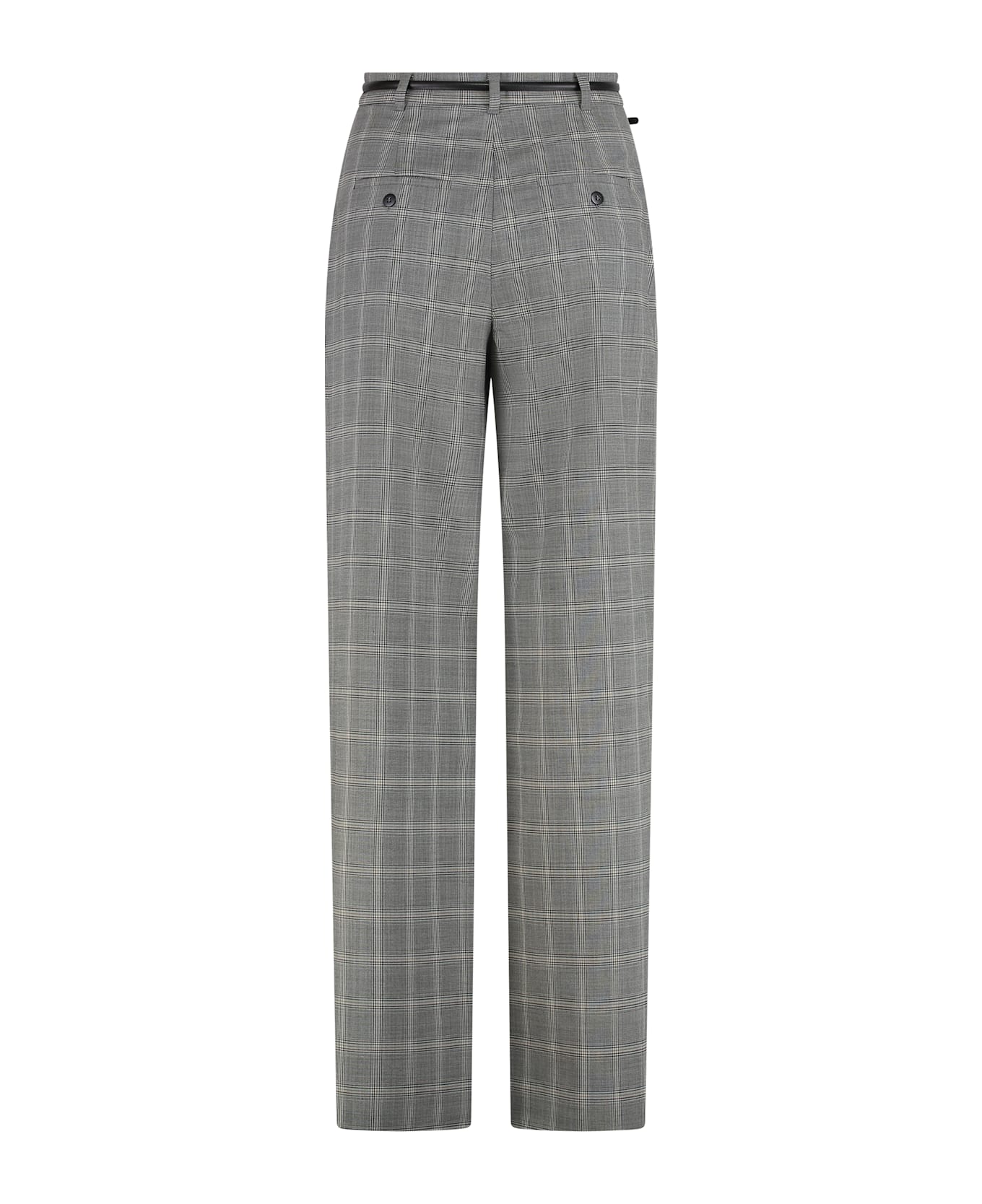 Max Mara Studio Mazurca Prince Of Wales Motif Wool Trousers - grey