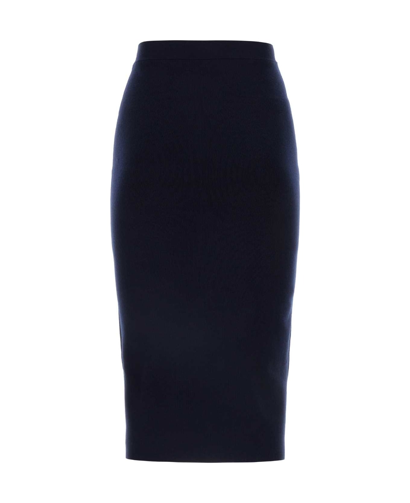 Bottega Veneta Midnight Blue Cashmere Blend Skirt - NAVY