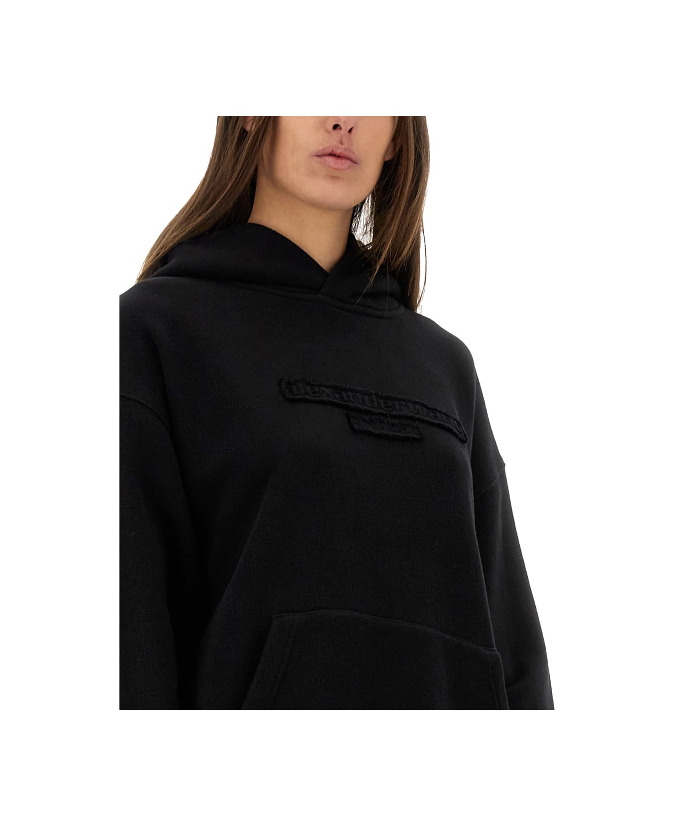 Alexander Wang Sweatshirt With Embossed Logo - BLACK