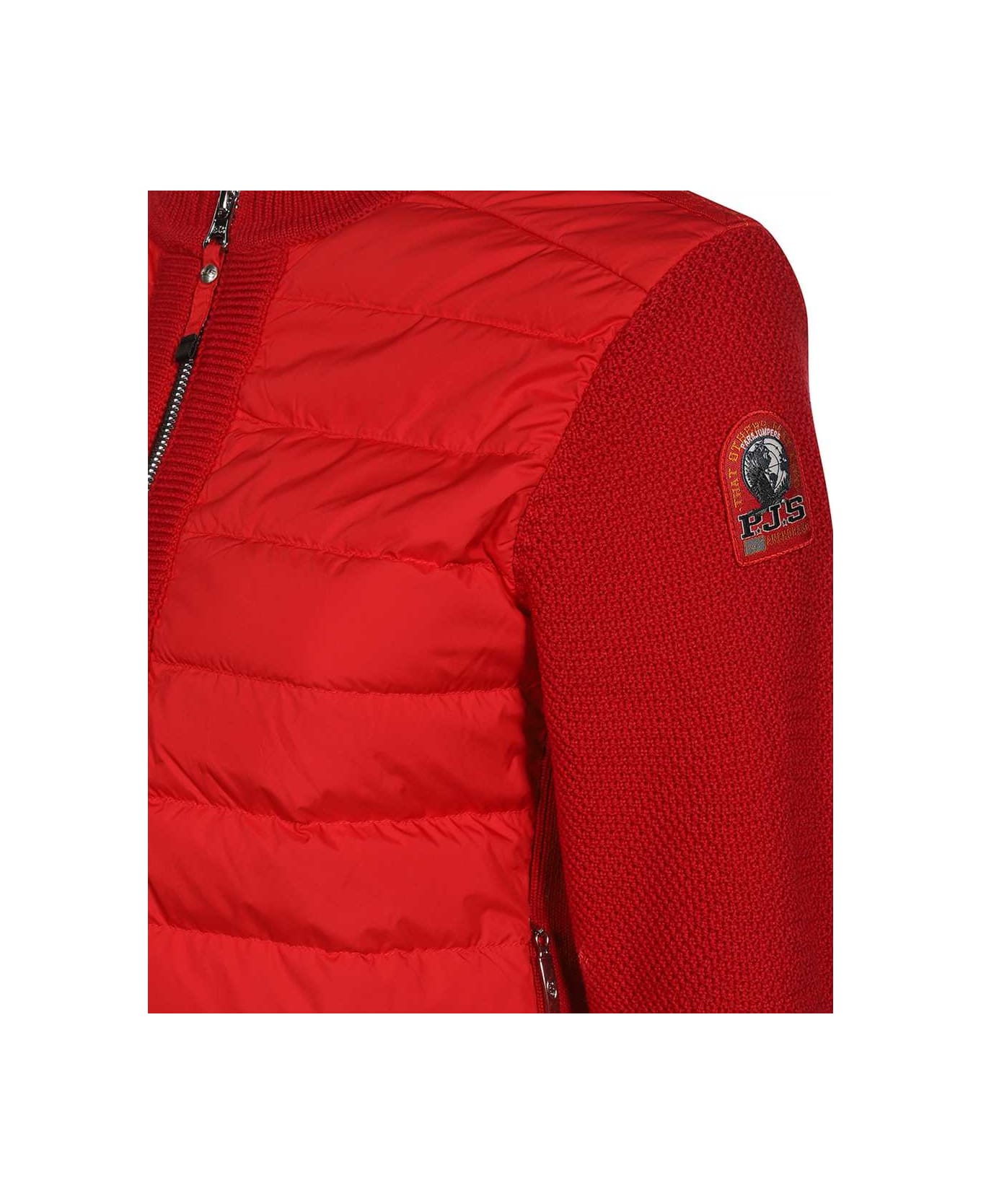 Parajumpers Theresa Padded Panel Knitted Jacket - red