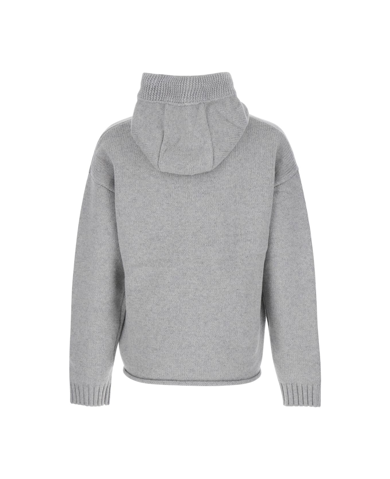 J.W. Anderson Grey Sweatshirt With Drawstring Hood And Maxi Anchor Embroidery On The Front In Wool Man - GREY