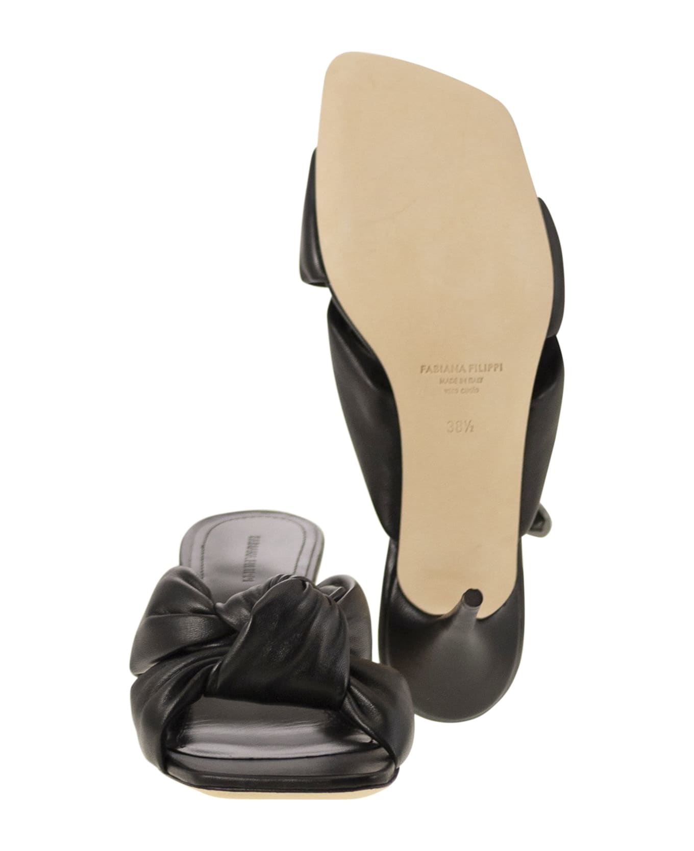 Fabiana Filippi Sandal Mules On Heel And Knot - Black