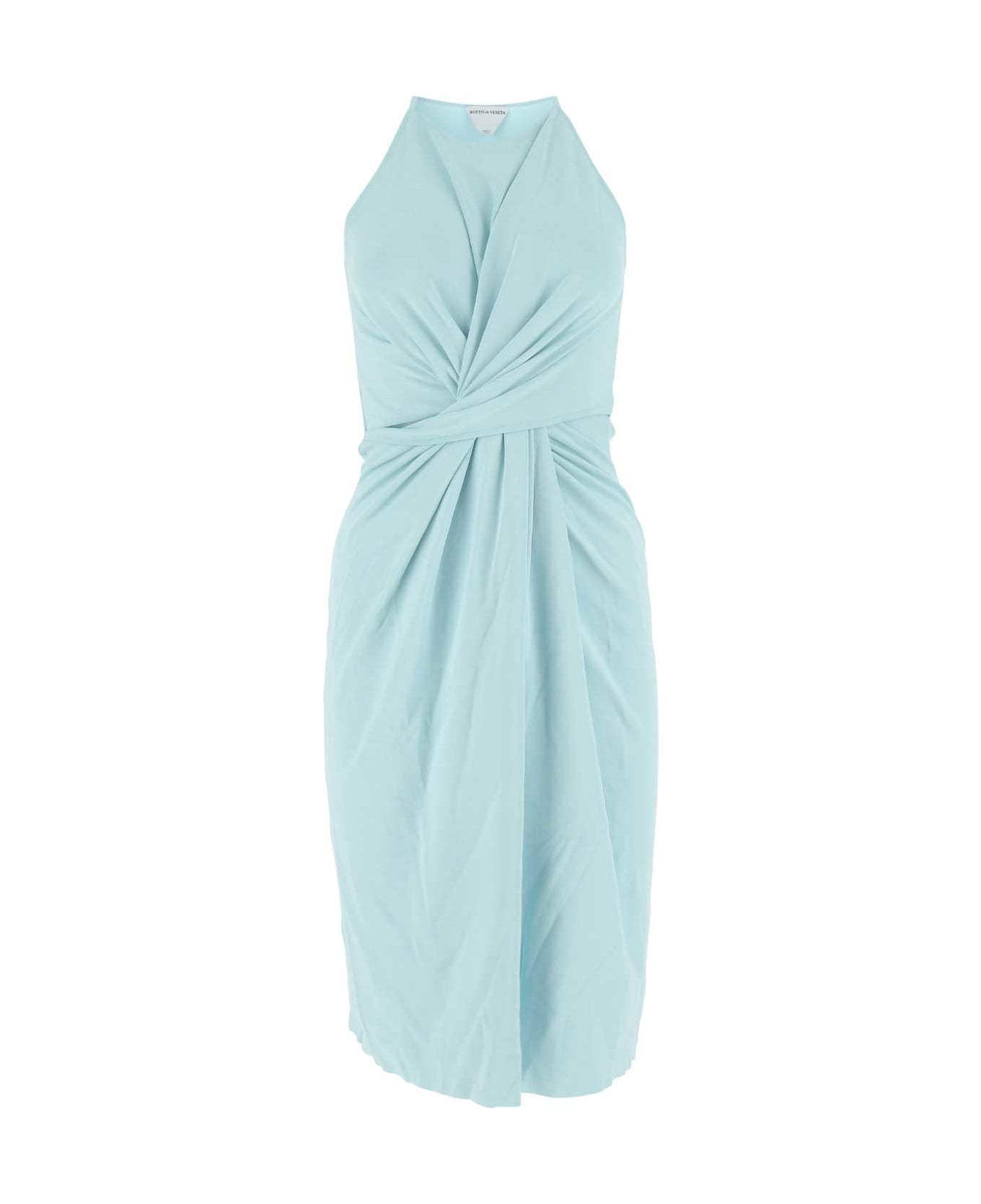 Bottega Veneta Pastel Light Blue Stretch Viscose Blend Dress - 8955