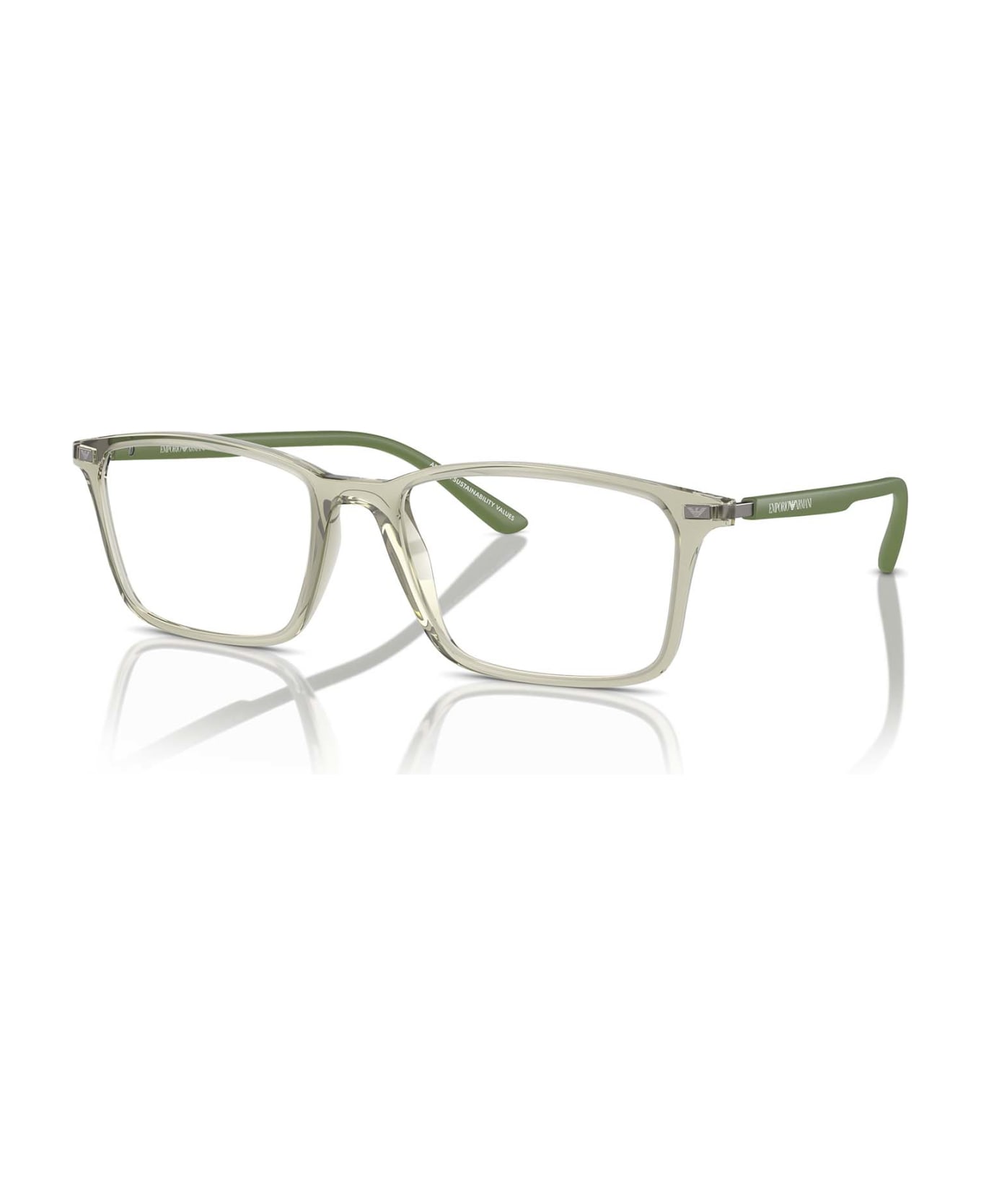 Emporio Armani Ea3237 Shiny Transparent Green Glasses - Shiny Transparent Green