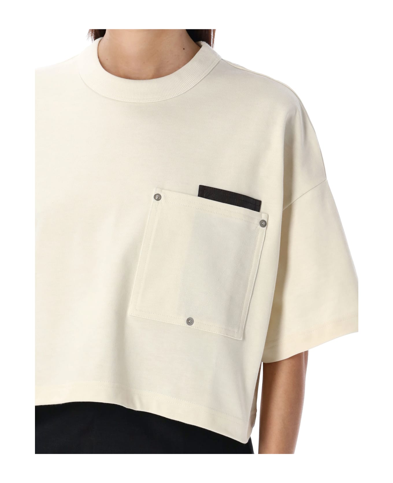 Bottega Veneta Cropped T-shirt With Leather Detail - SOAP