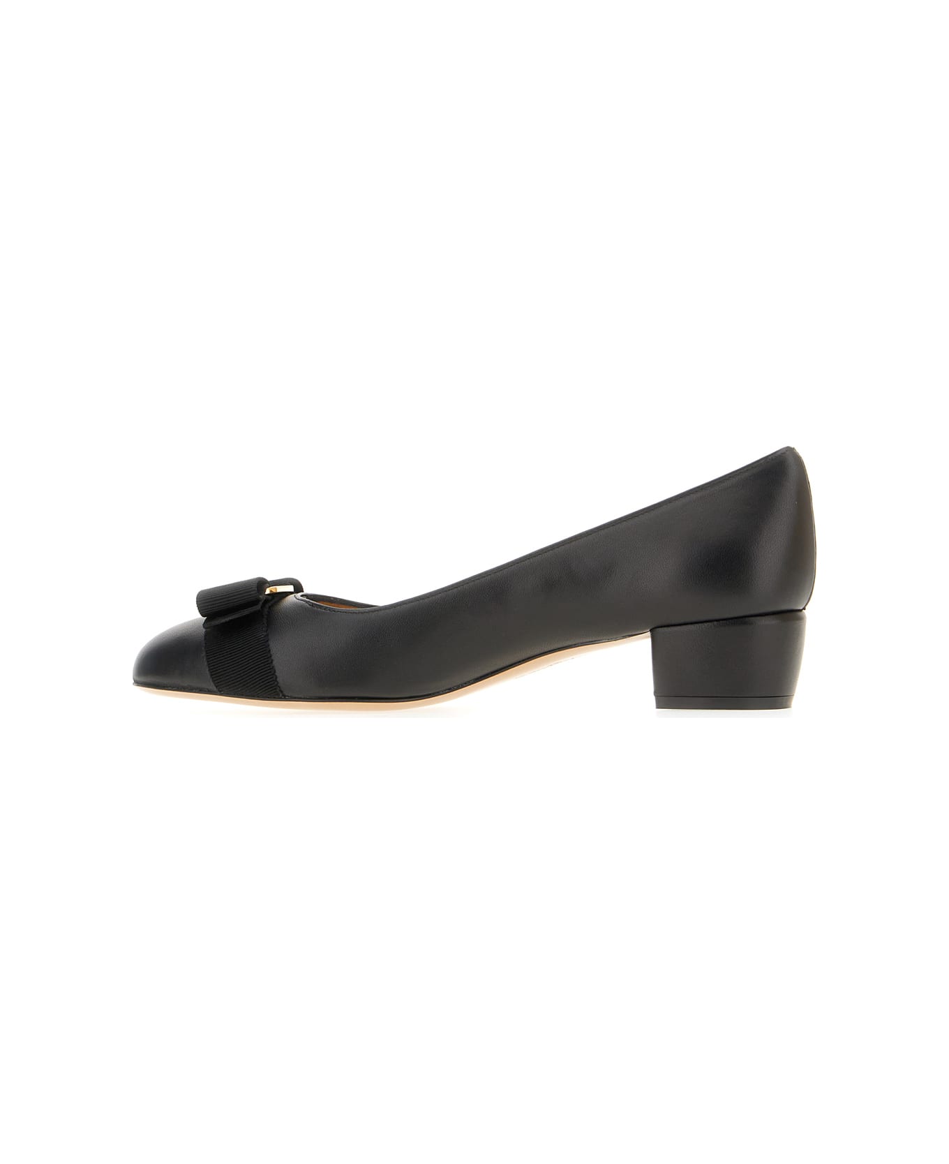 Ferragamo Black Nappa Leather Vara Ballerinas - NERO BISCOTTO