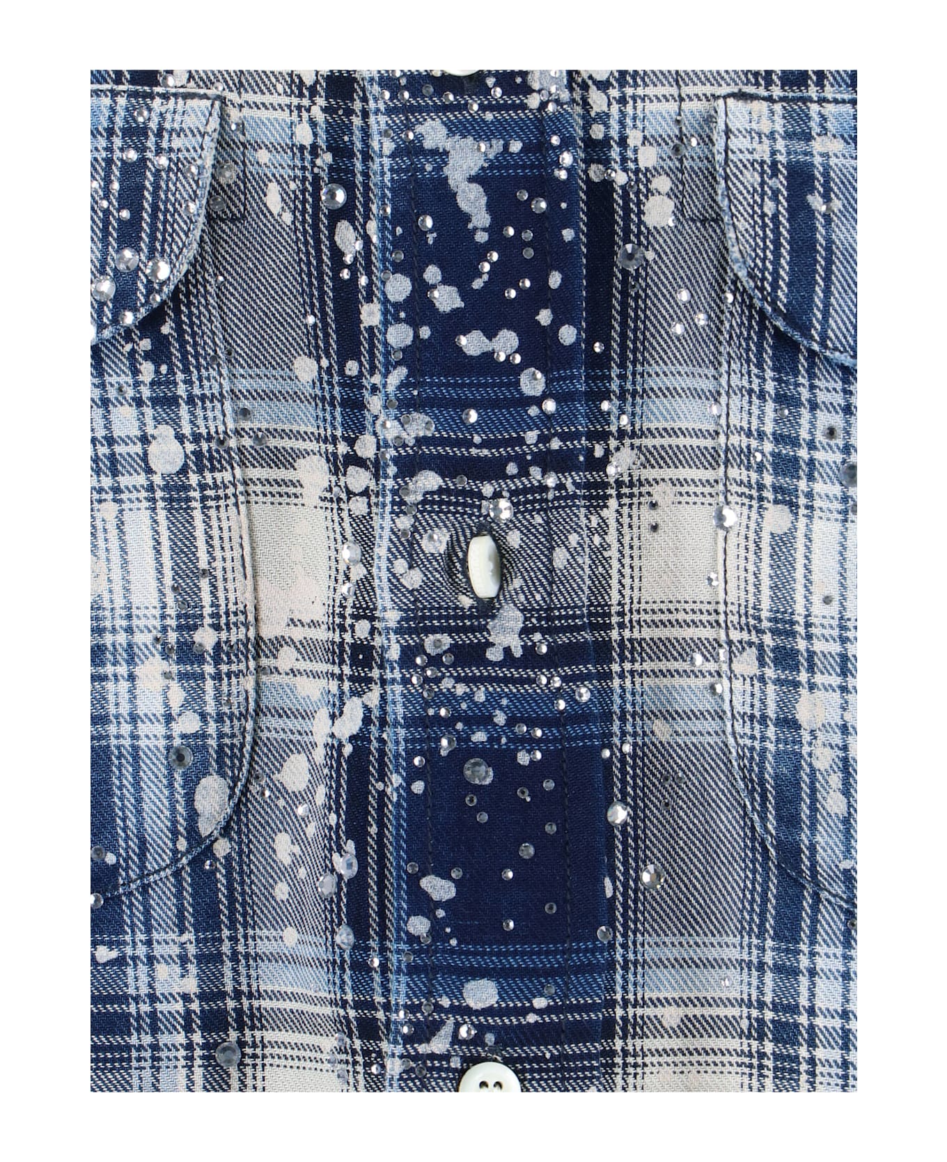 Dsquared2 Vintage Shirt With Rhinestones - BLUE