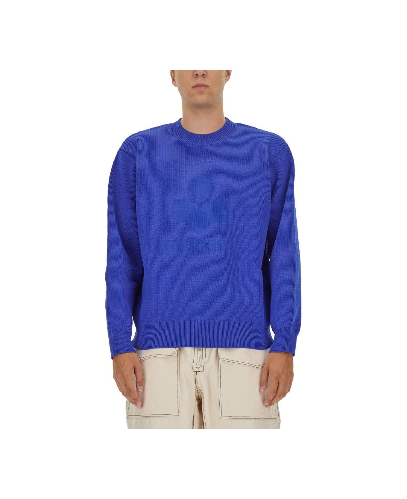 Isabel Marant Logo Intarsia-knitted Crewneck Jumper - Blue