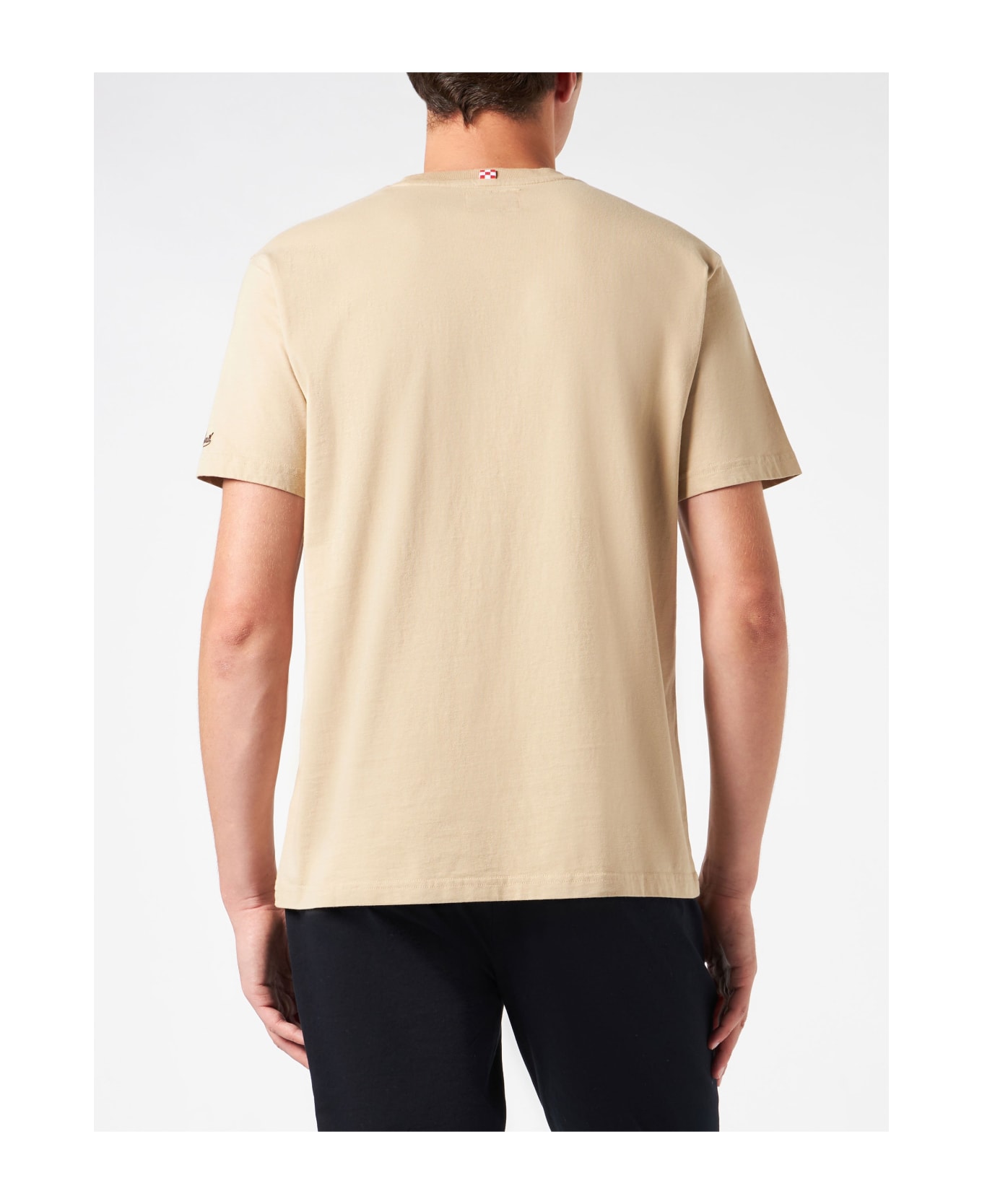 MC2 Saint Barth Man Heavy Cotton T-shirt With St. Barth Countryland Print - WHITE