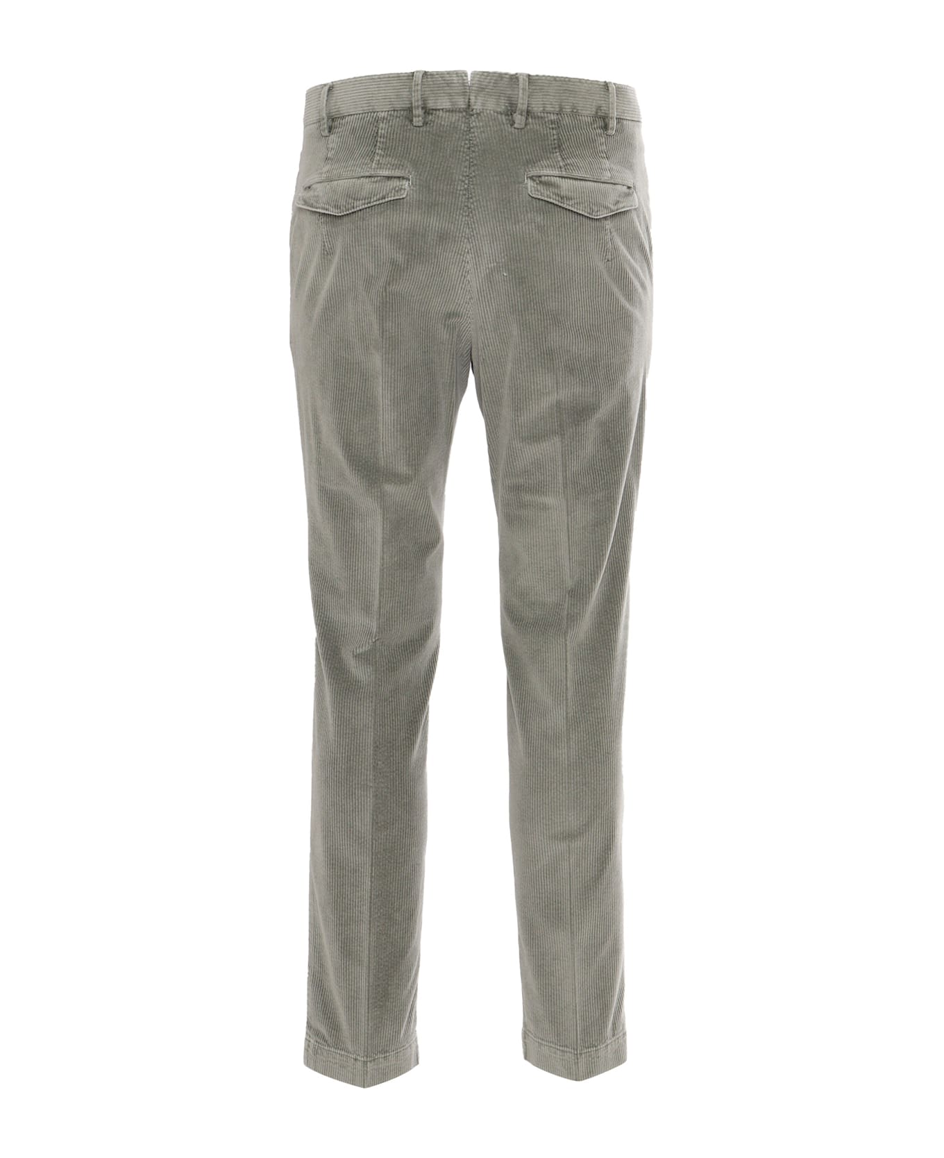 PT Torino Master, Flat Front, Diagonal Pockets, Flap Back Pockets, Turn-up - GREEN