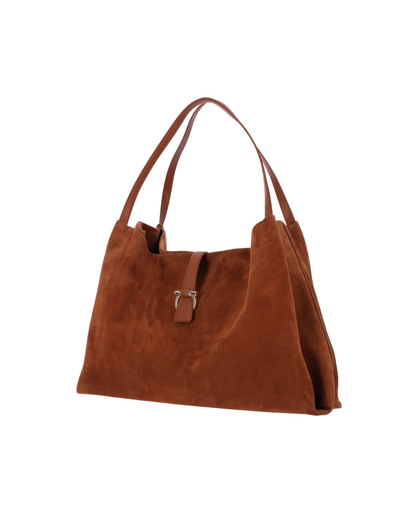 Ferragamo Suede Shoulder Bag - Brown
