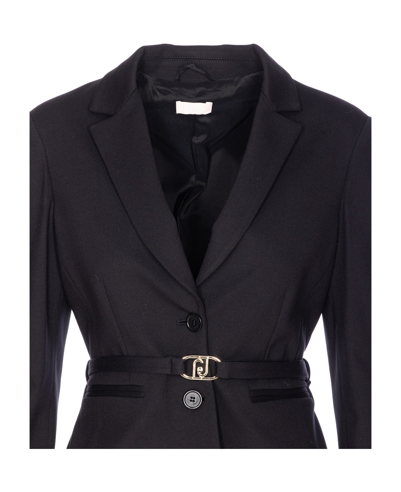 Liu-Jo Jacket With Logoed Belt - Black