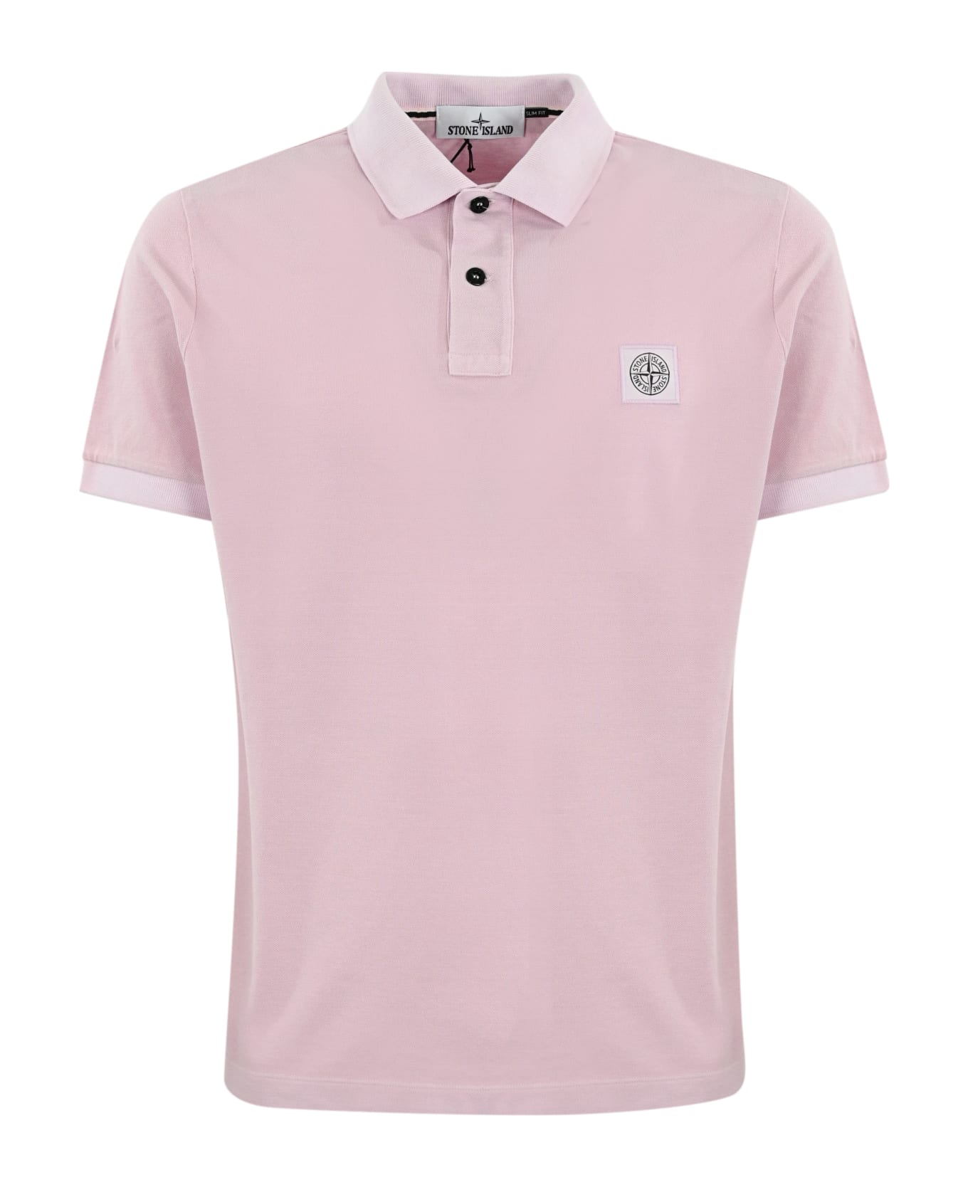 Stone Island Cotton Polo Shirt With Logo - Pink