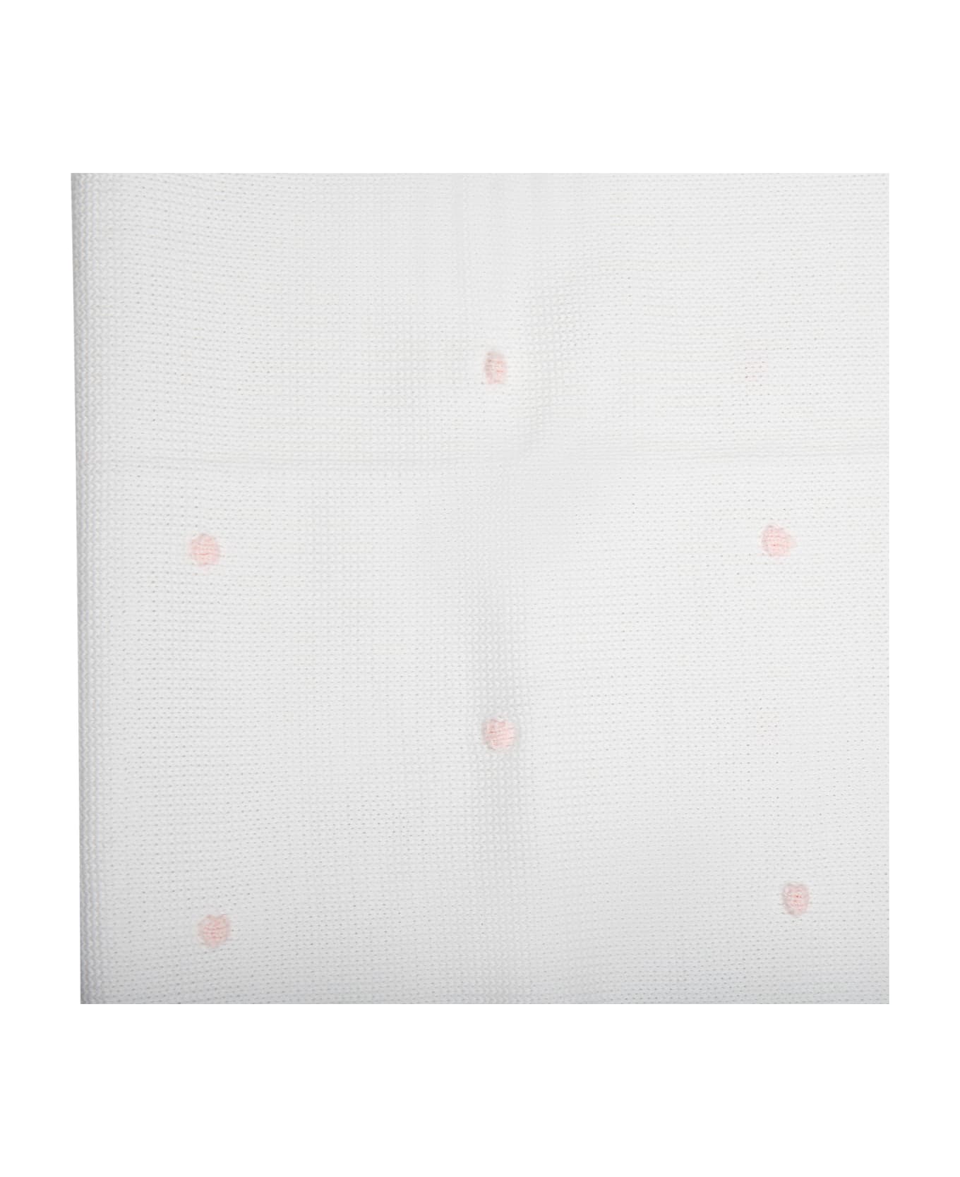 Little Bear White Baby Blanket For Baby Girl With Pink Polka Dots - White