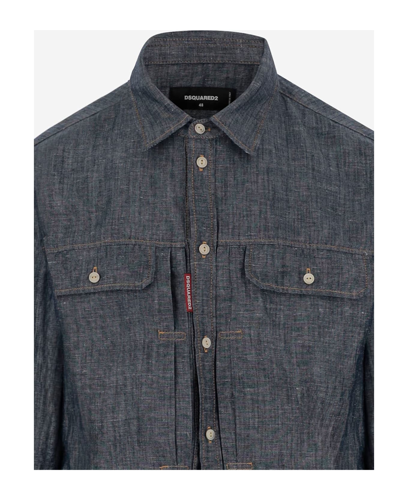 Dsquared2 Cotton And Linen Shirt - Blue