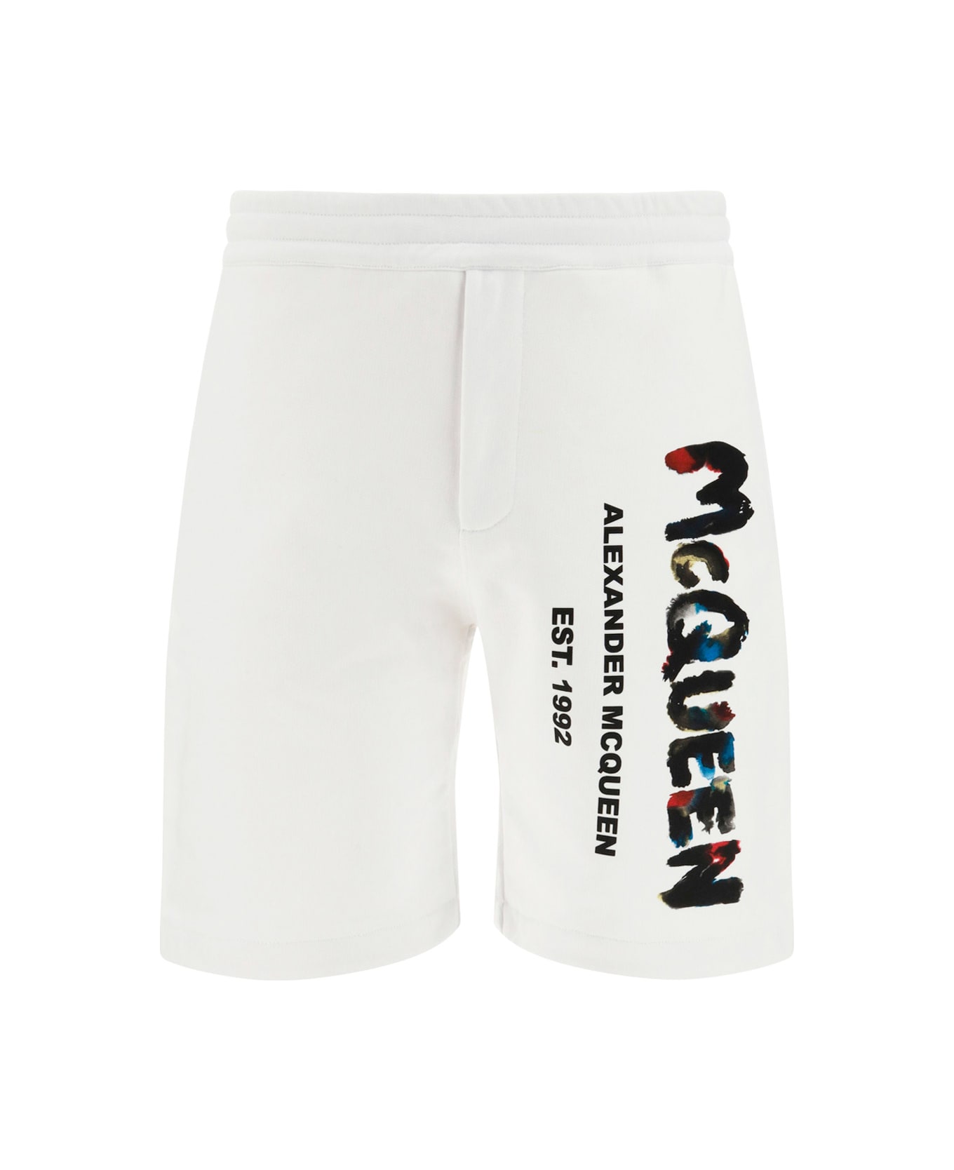 Alexander McQueen Bermuda With Logo Print - White/mix ショートパンツ