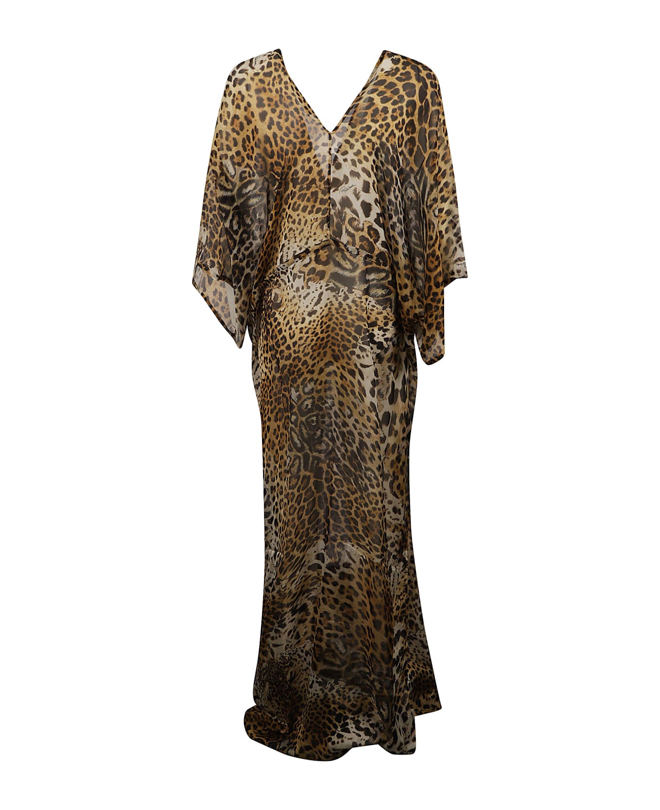 Roberto Cavalli Animalier Print Loose Fit Long Dress - Natural