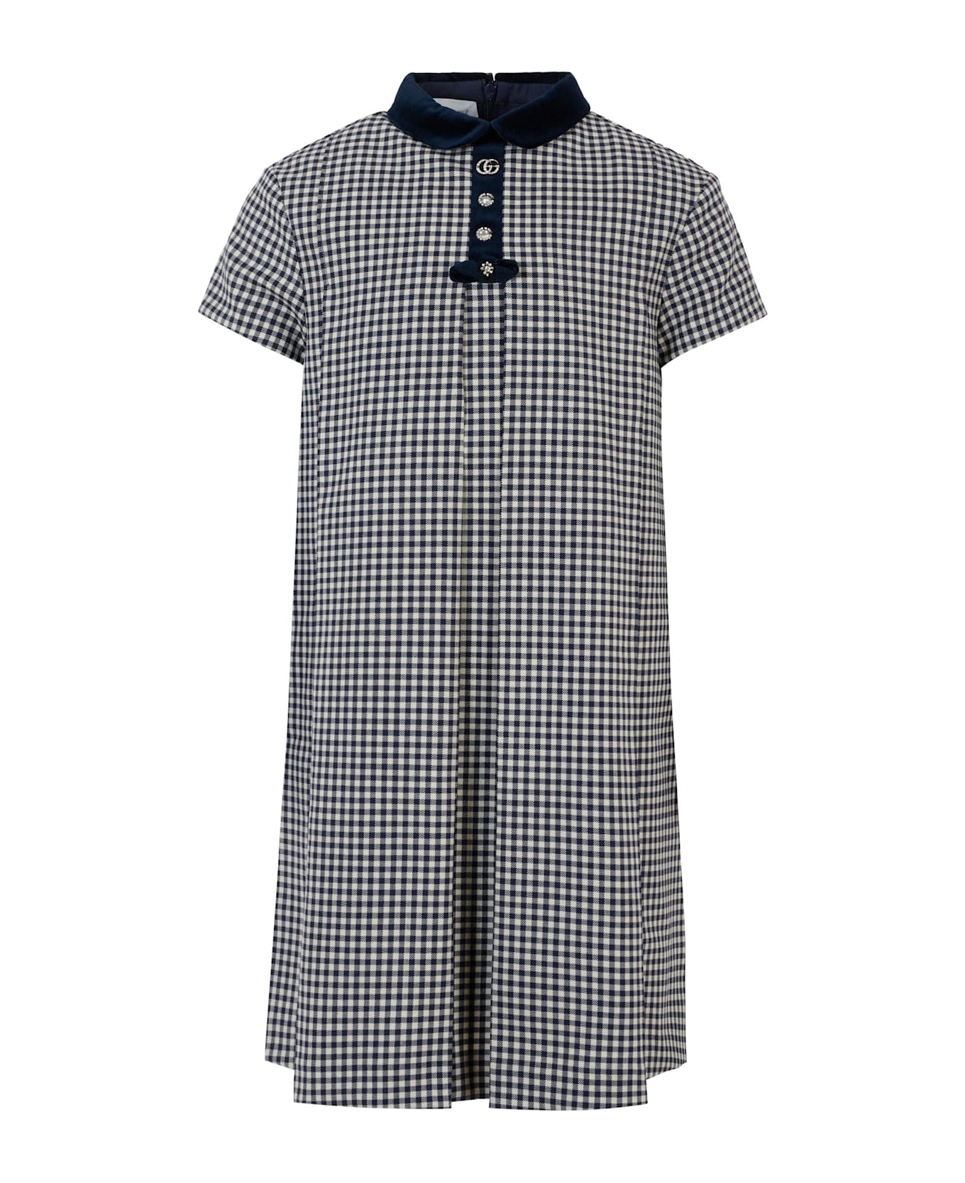 Gucci Blue Dress For Girl With Gg - Blue