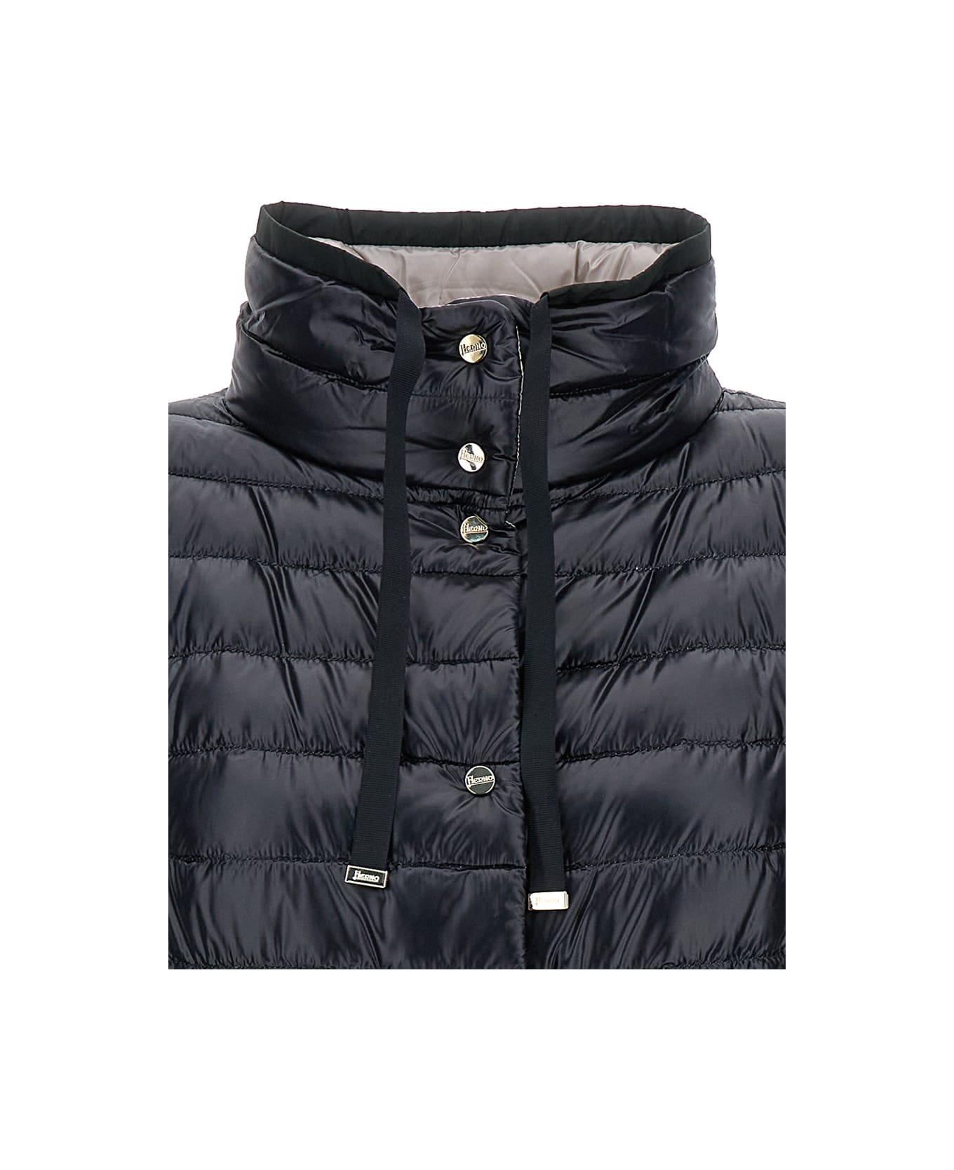Herno Black Reversible Padded Quilted Gilet In Polyester Woman - Nero Grigio