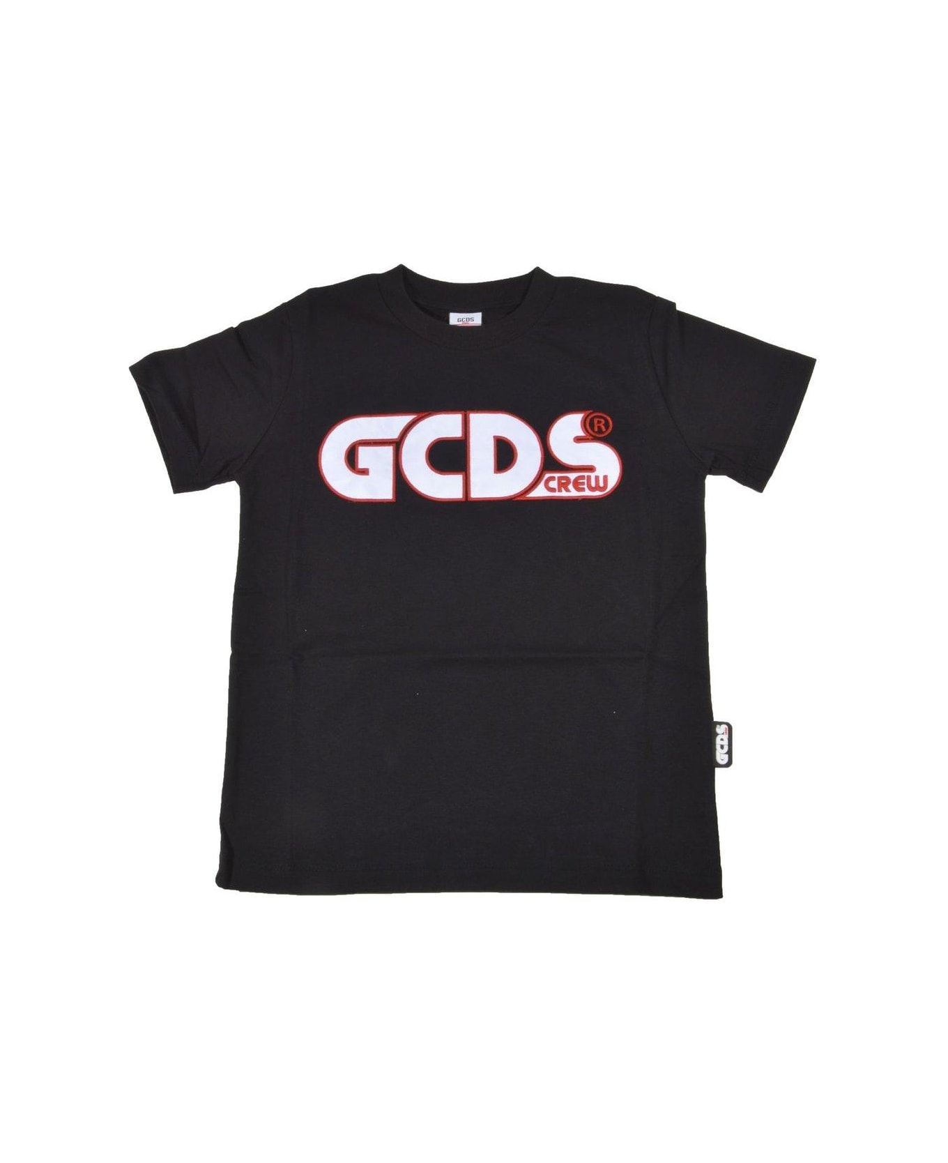 GCDS Mini Logo Embroidered T-shirt - BLACK