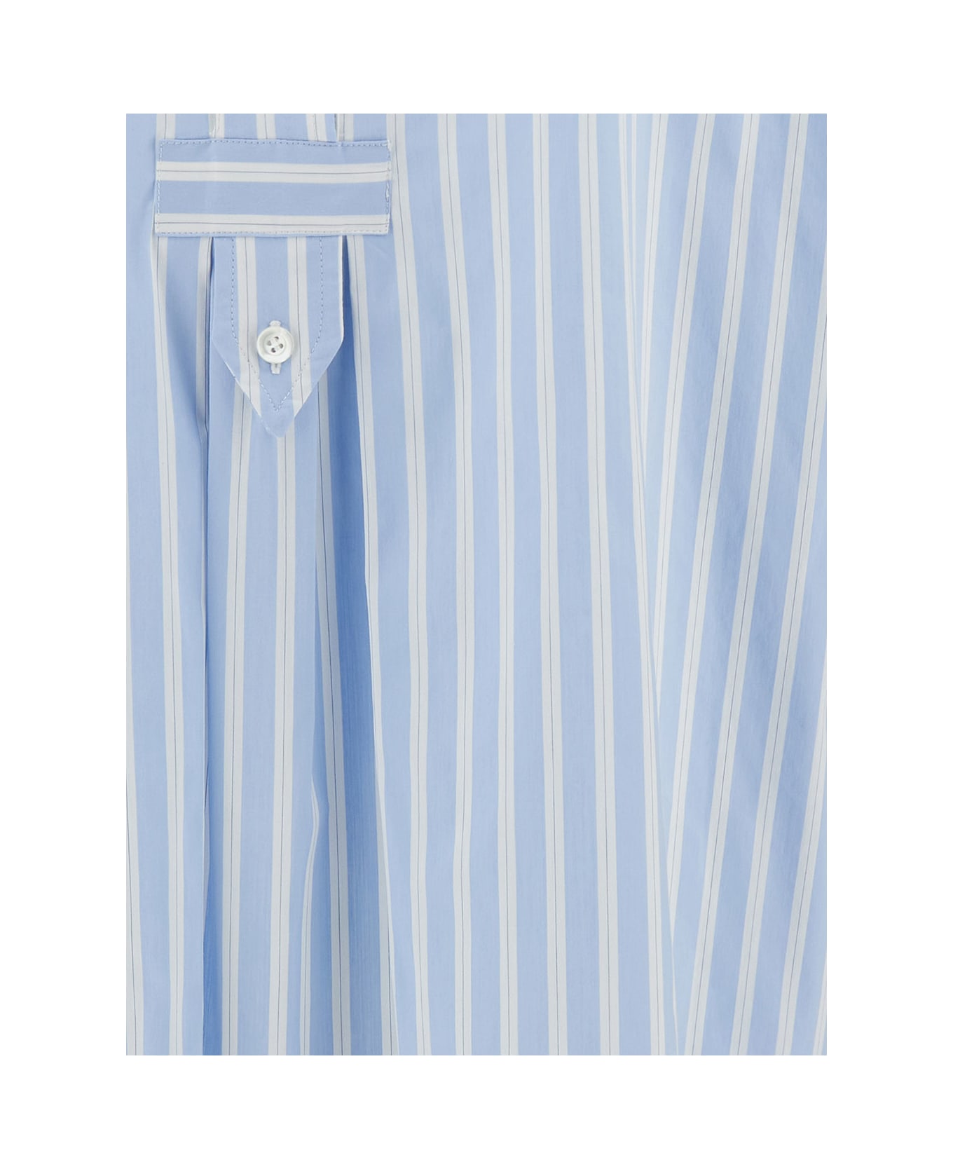 SEMICOUTURE Mini Light Blue Shirt Dress With Stripe Motif In Cotton Blend Woman - Light blue