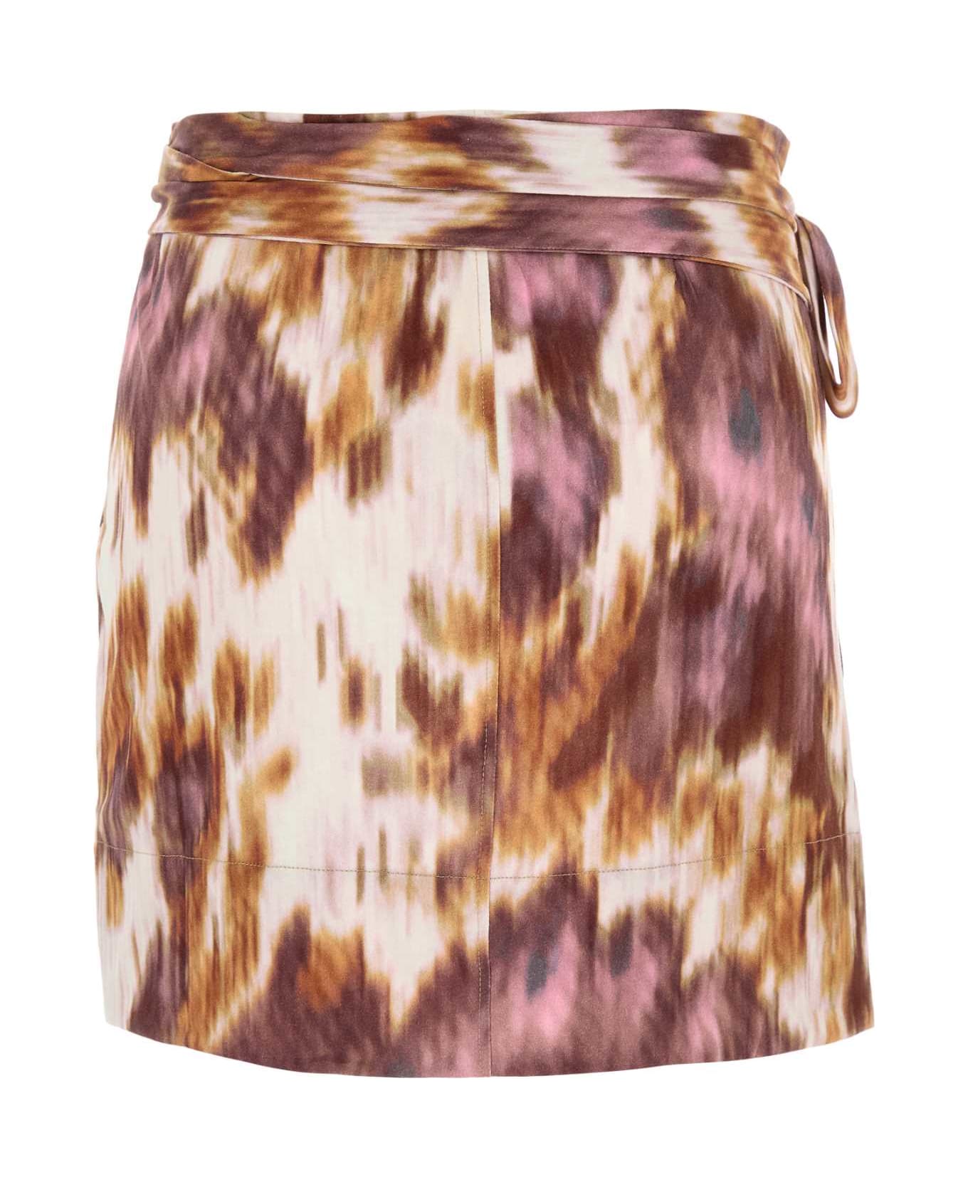 Marant Étoile Printed Cotton Berenice Mini Skirt - ECRUOCHRE