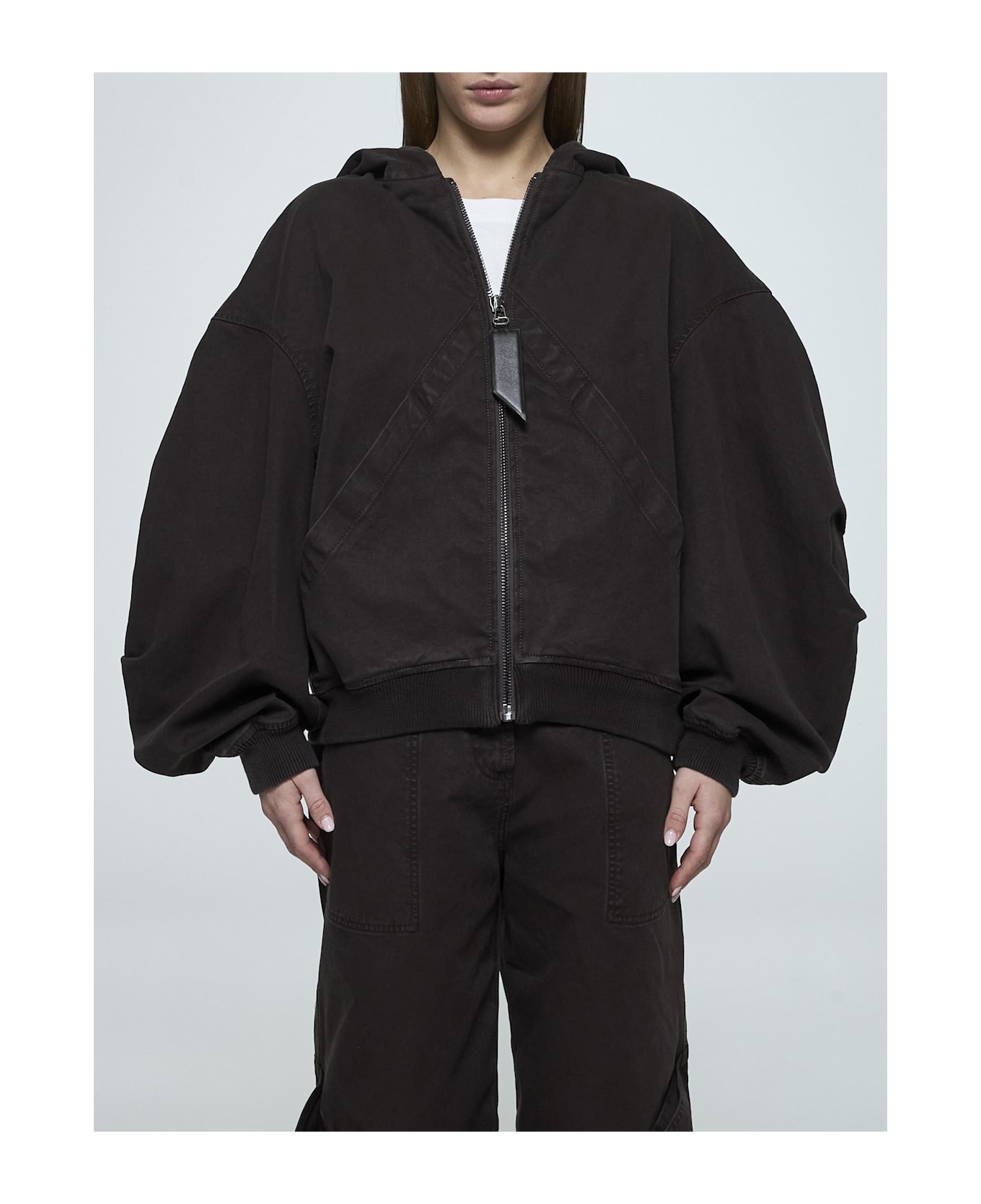 The Attico Oversized Cotton Bomber Jacket - Brown
