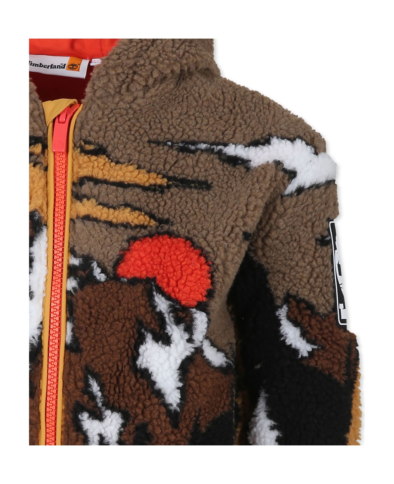 Timberland Green Faux Fur Coat For Boy With Landscape - Green