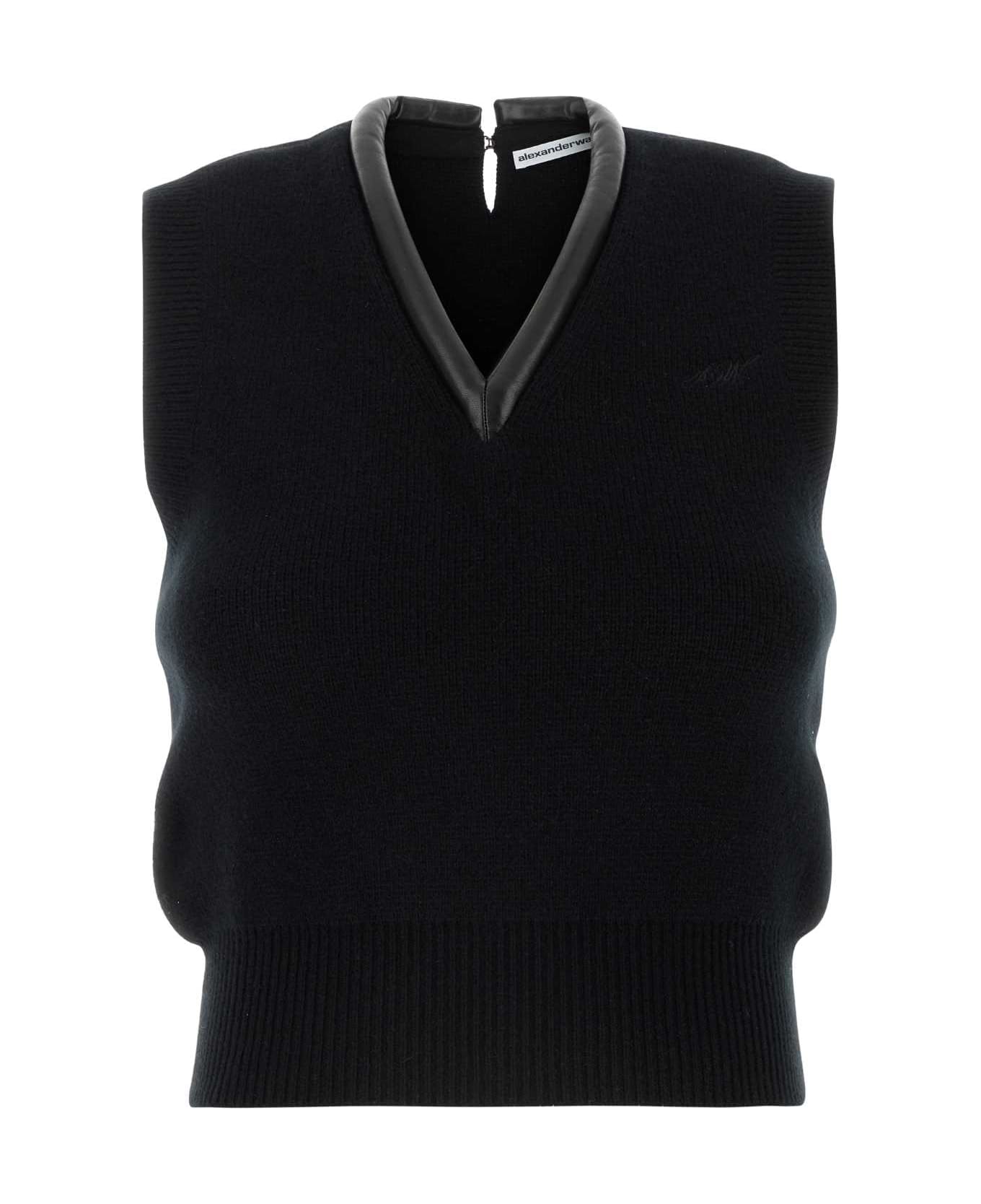 Alexander Wang Black Stretch Wool Blend Vest - BLACK