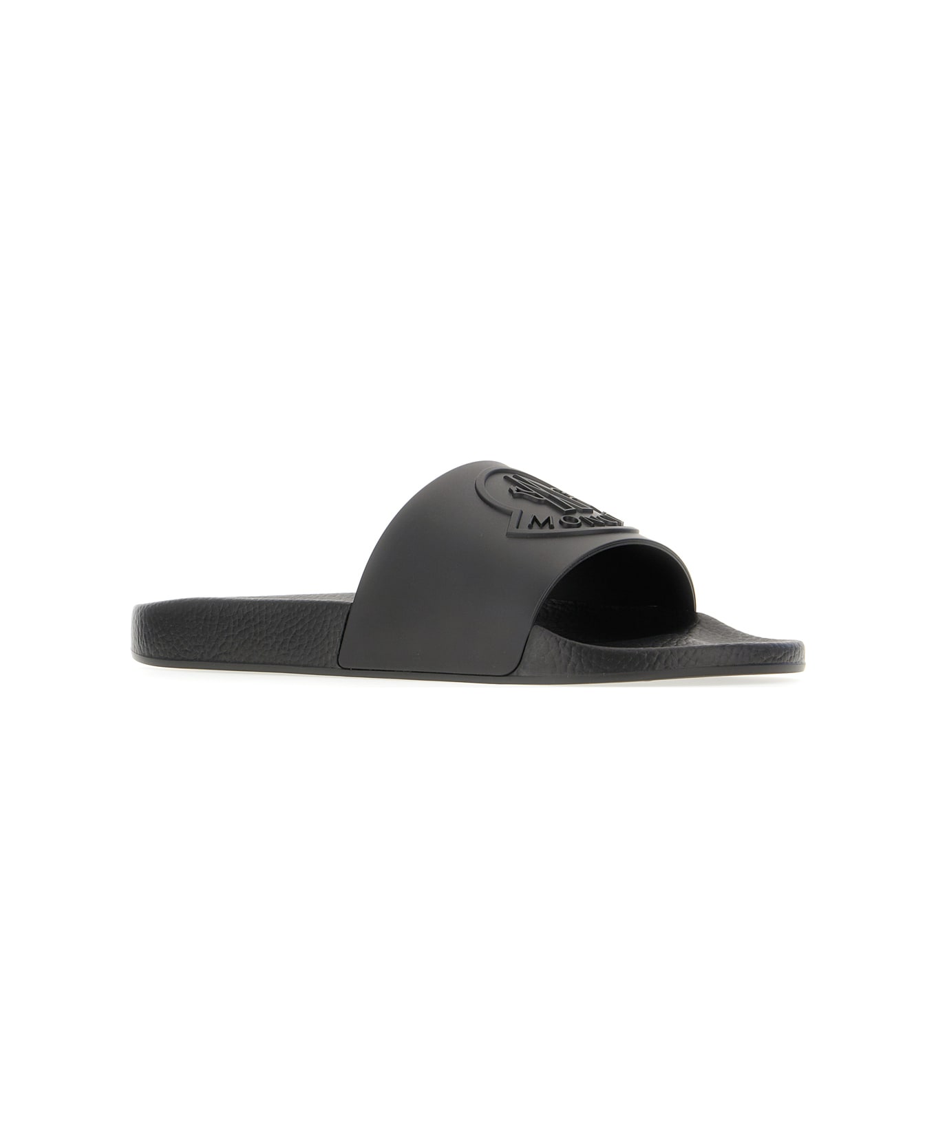 Moncler Black Rubber Slippers - Nero