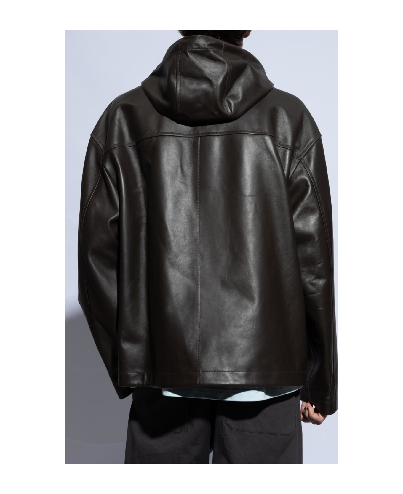 Bottega Veneta Hooded Leather Jacket - BROWN