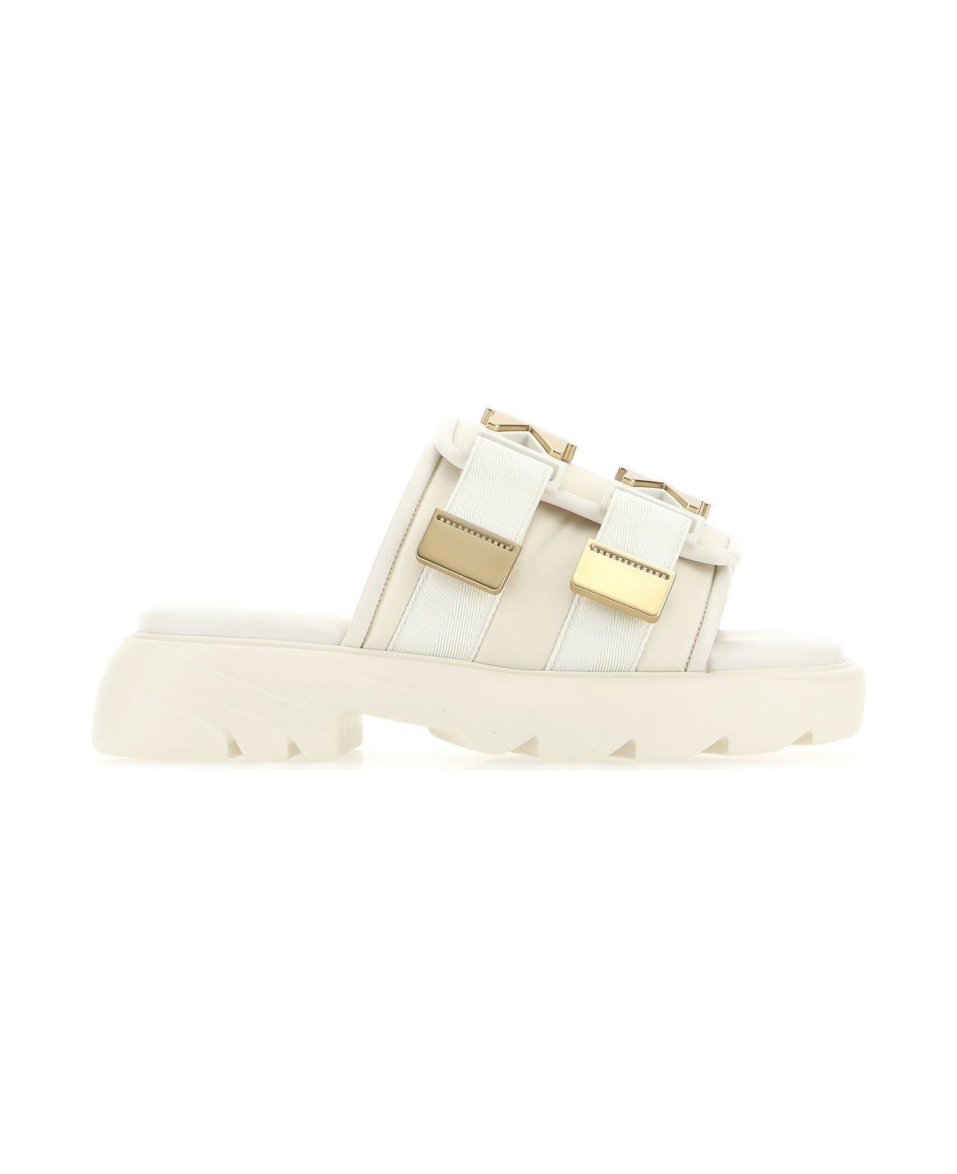 Bottega Veneta White Nylon Flash Slippers - 2916