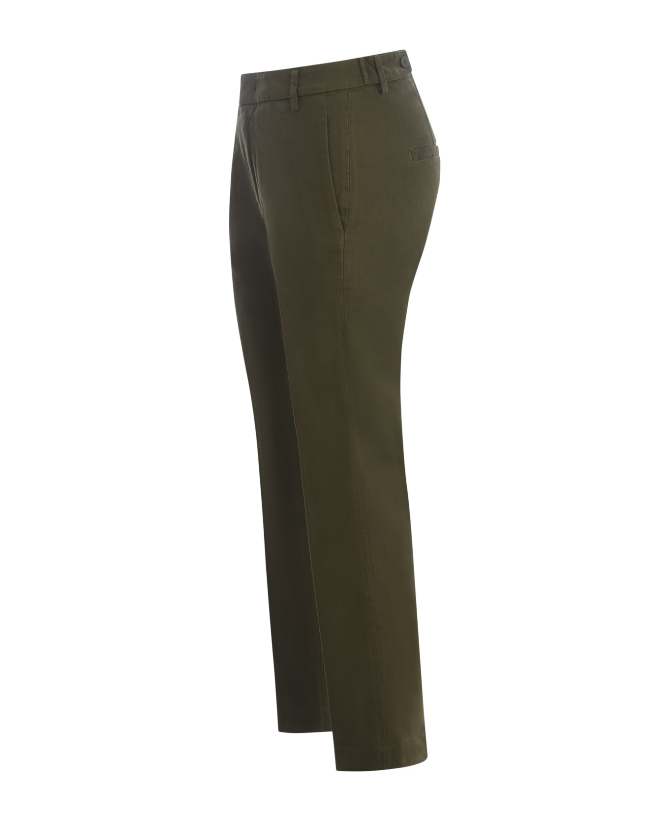 Dondup Trousers "ariel 27 Inches" In Stretch Cotton - Verde militare ボトムス