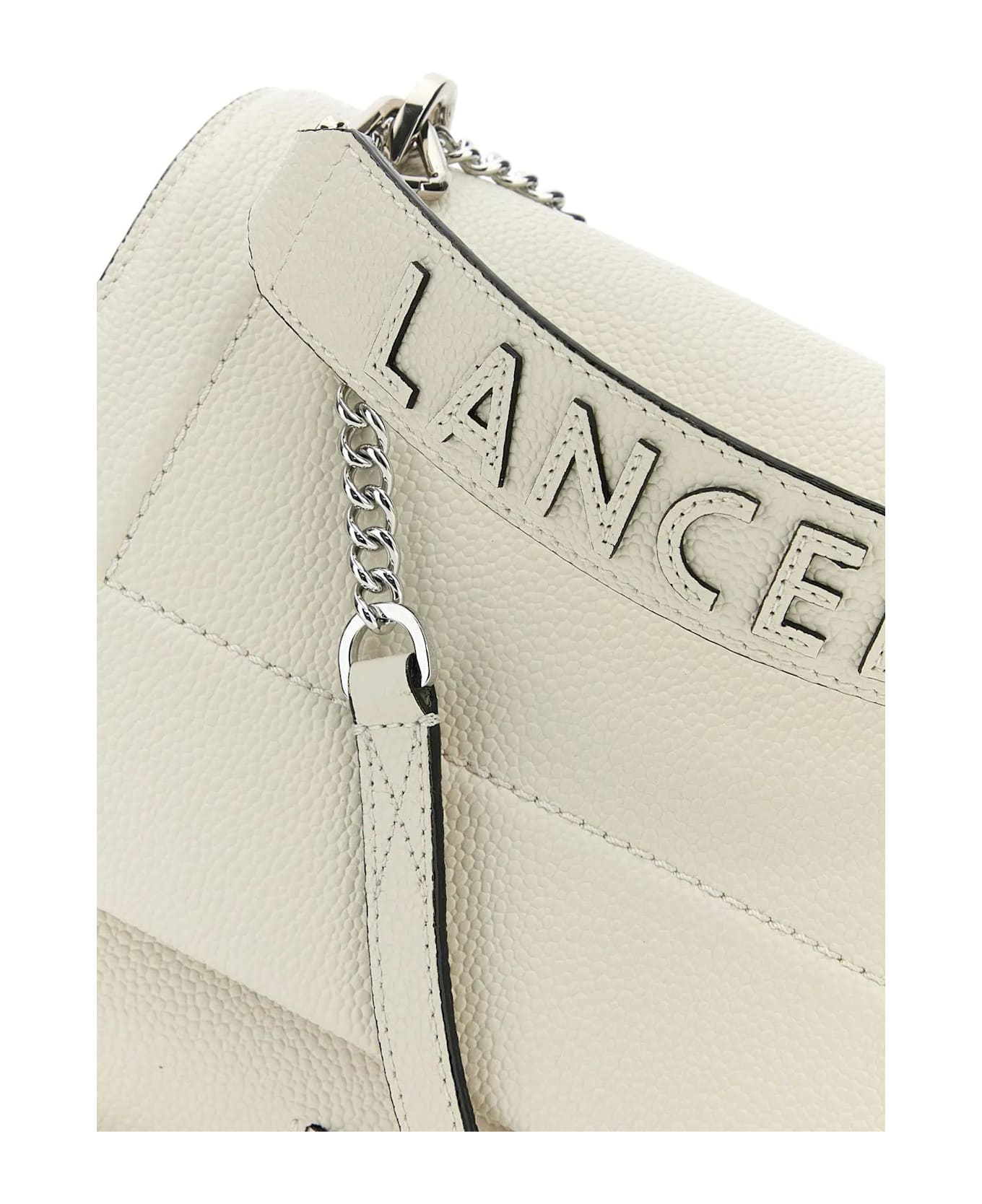 Lancel White Leather Ninon Handbag - Yellow Cream