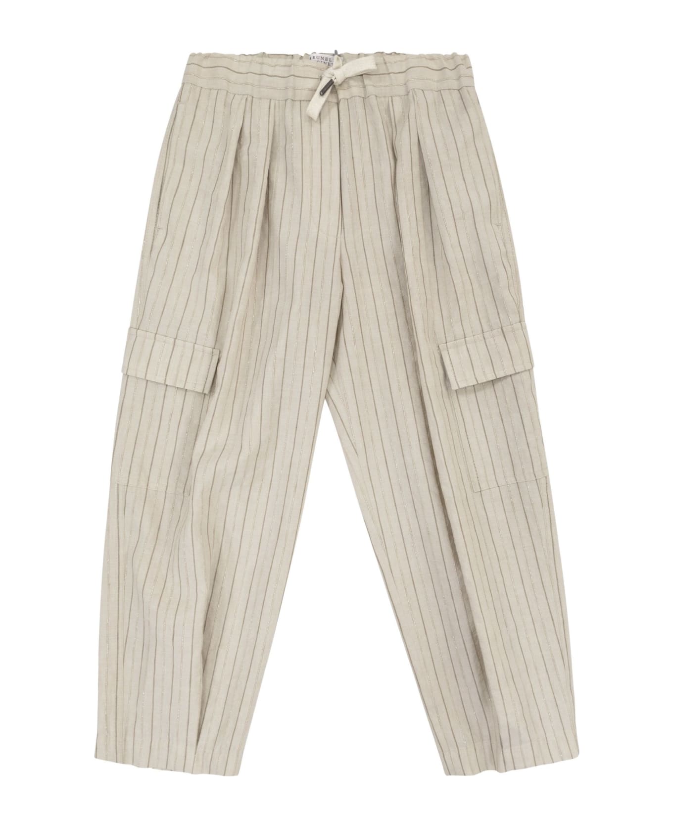 Brunello Cucinelli Linen Blend Comfort Cargo Trousers - Sand