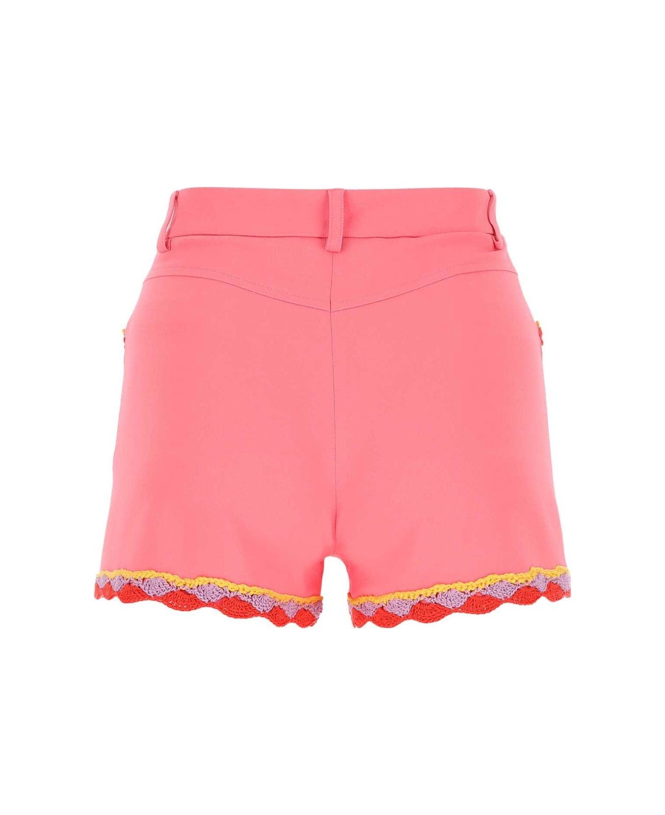 Moschino High-waist Lace-trim Buttoned Shorts - PINK