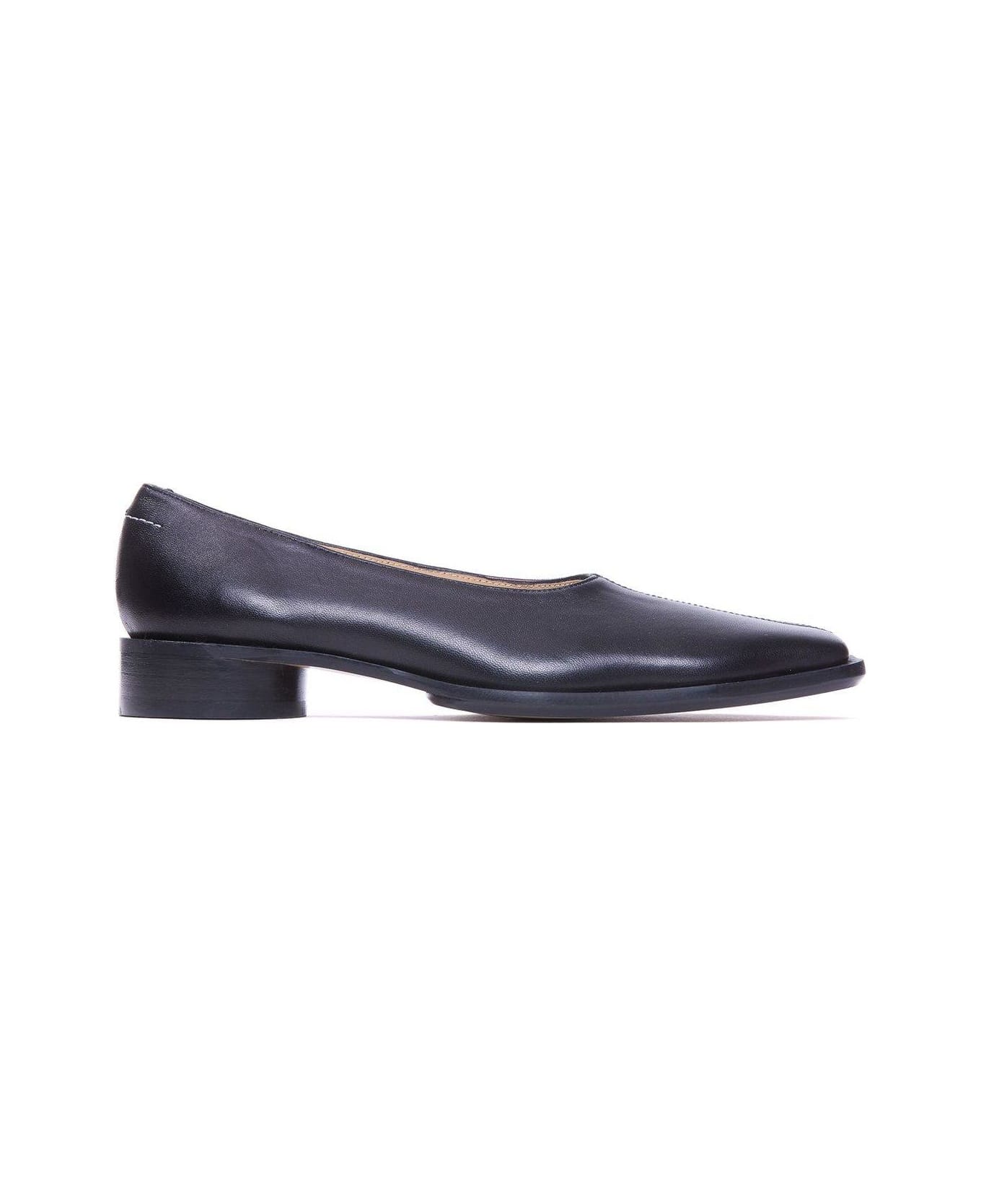 MM6 Maison Margiela Square Toe Slip-on Ballerinas - Black