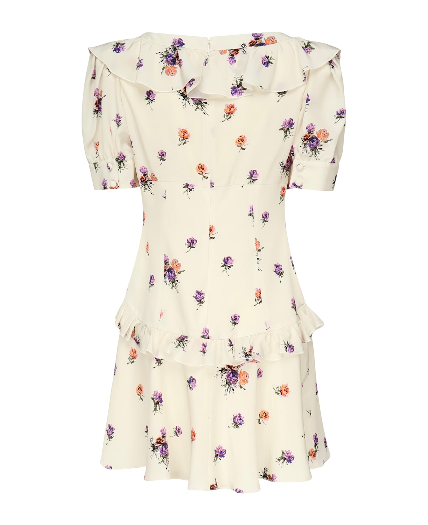 Alessandra Rich Rose Printed Mini Dress - White