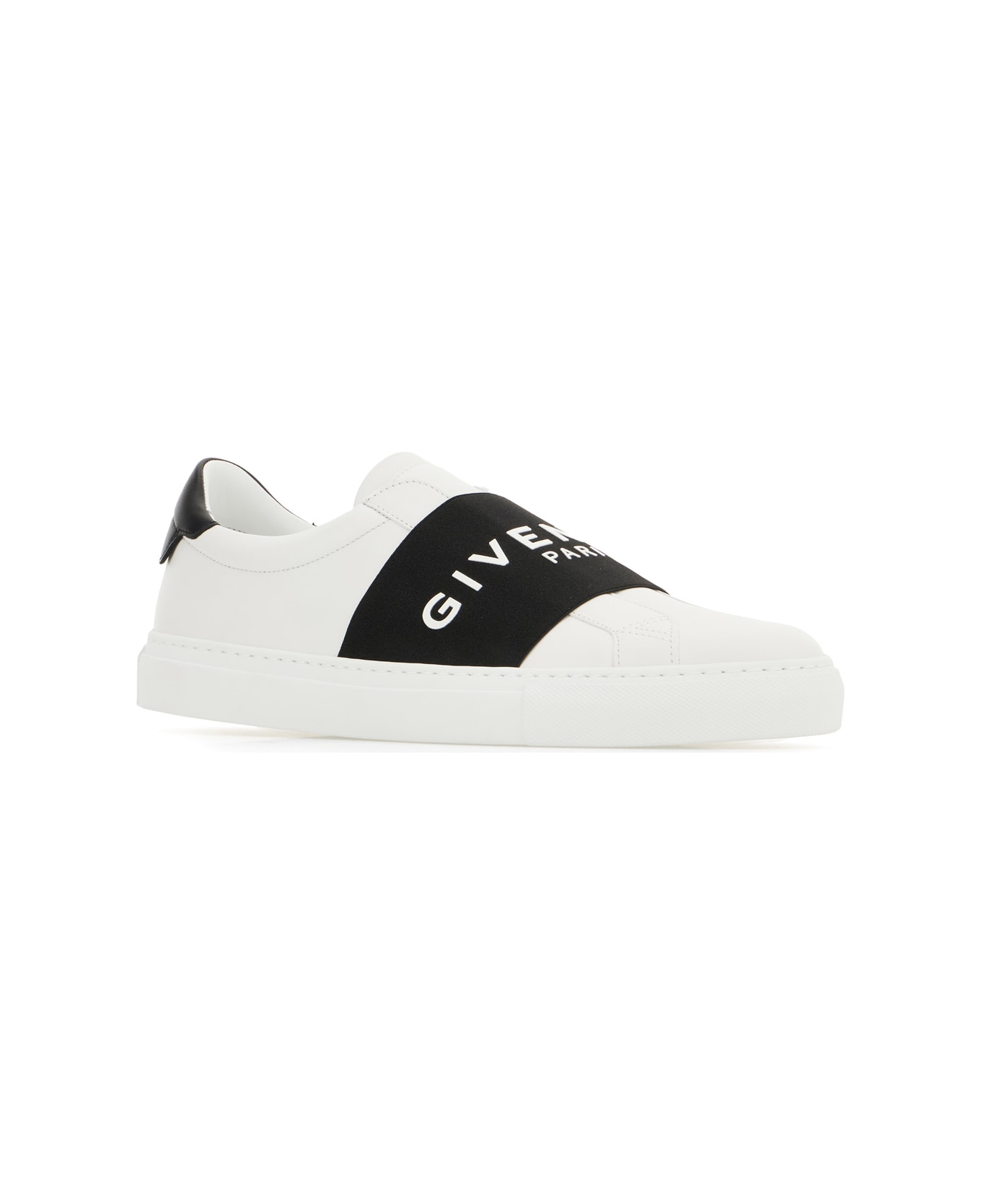 Givenchy White Leather Slip Ons - WHITE BLACK