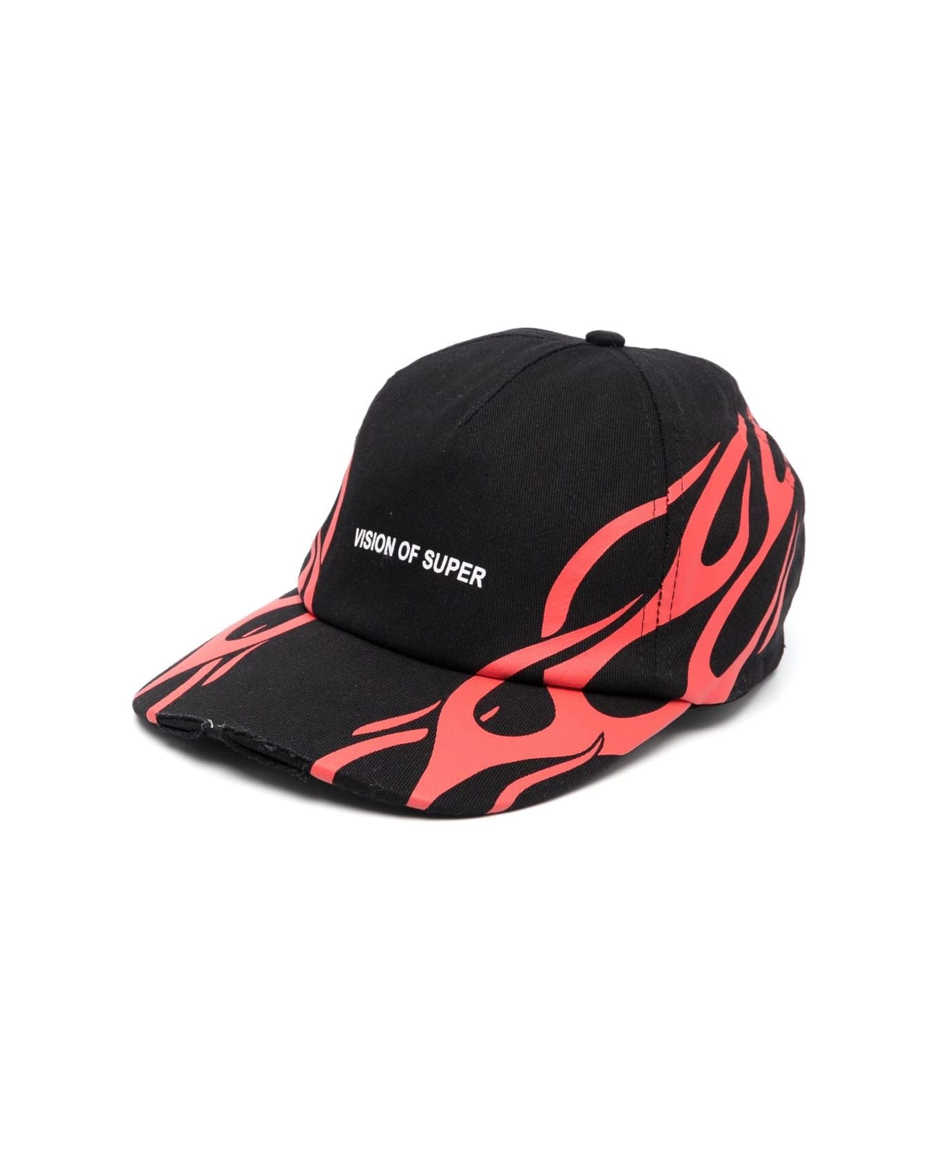 Vision of Super Black Cap With Red Tribal Print - Black Red