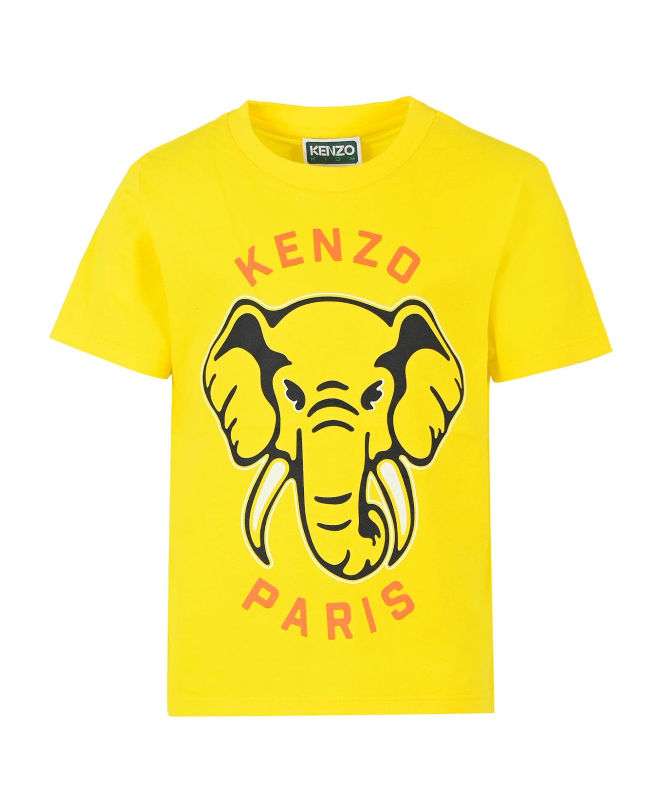 Kenzo Kids Yellow T-shirt For Boy With Elephant - Yellow
