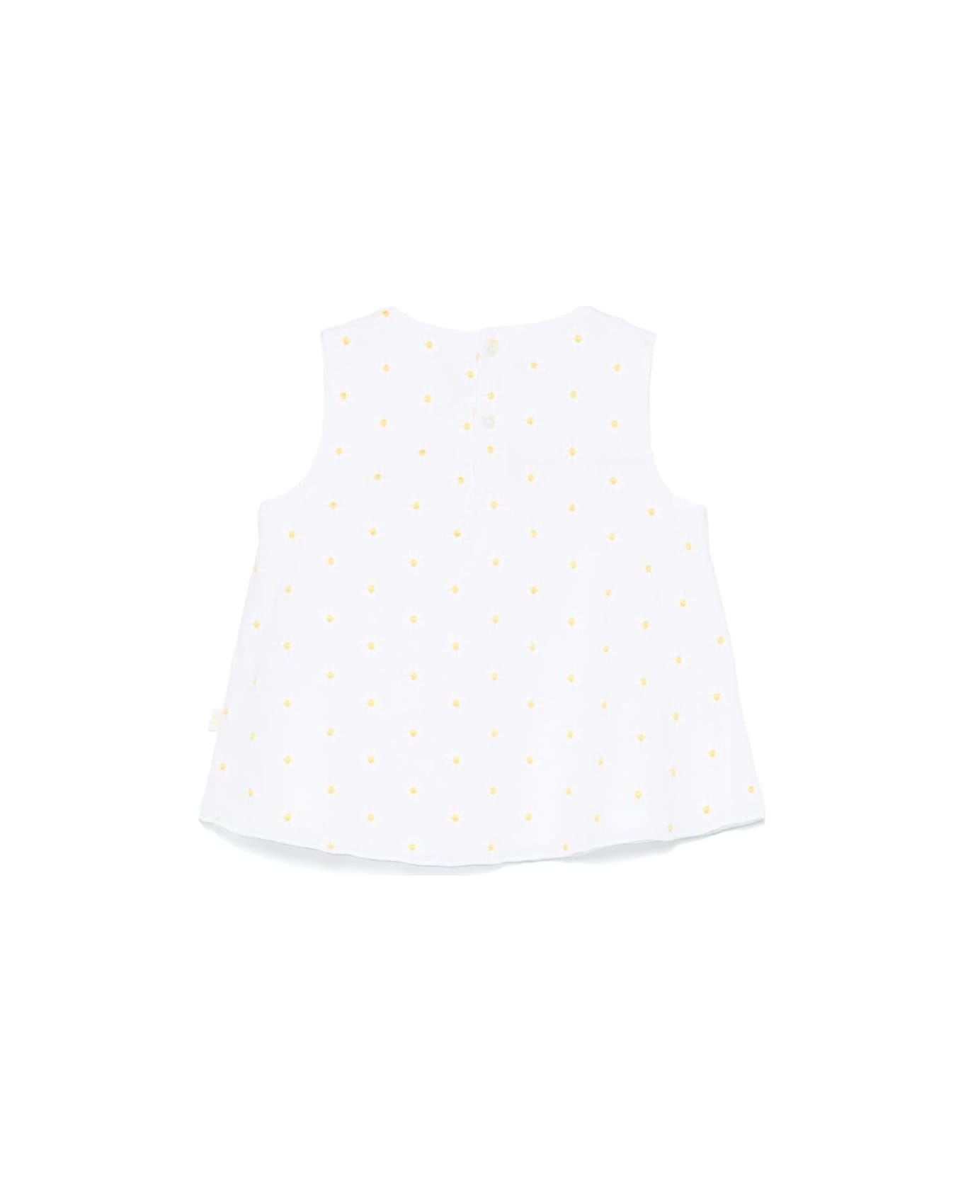Il Gufo White Sleeveless Blouse With All-over Floral Print In Cotton Girl - White