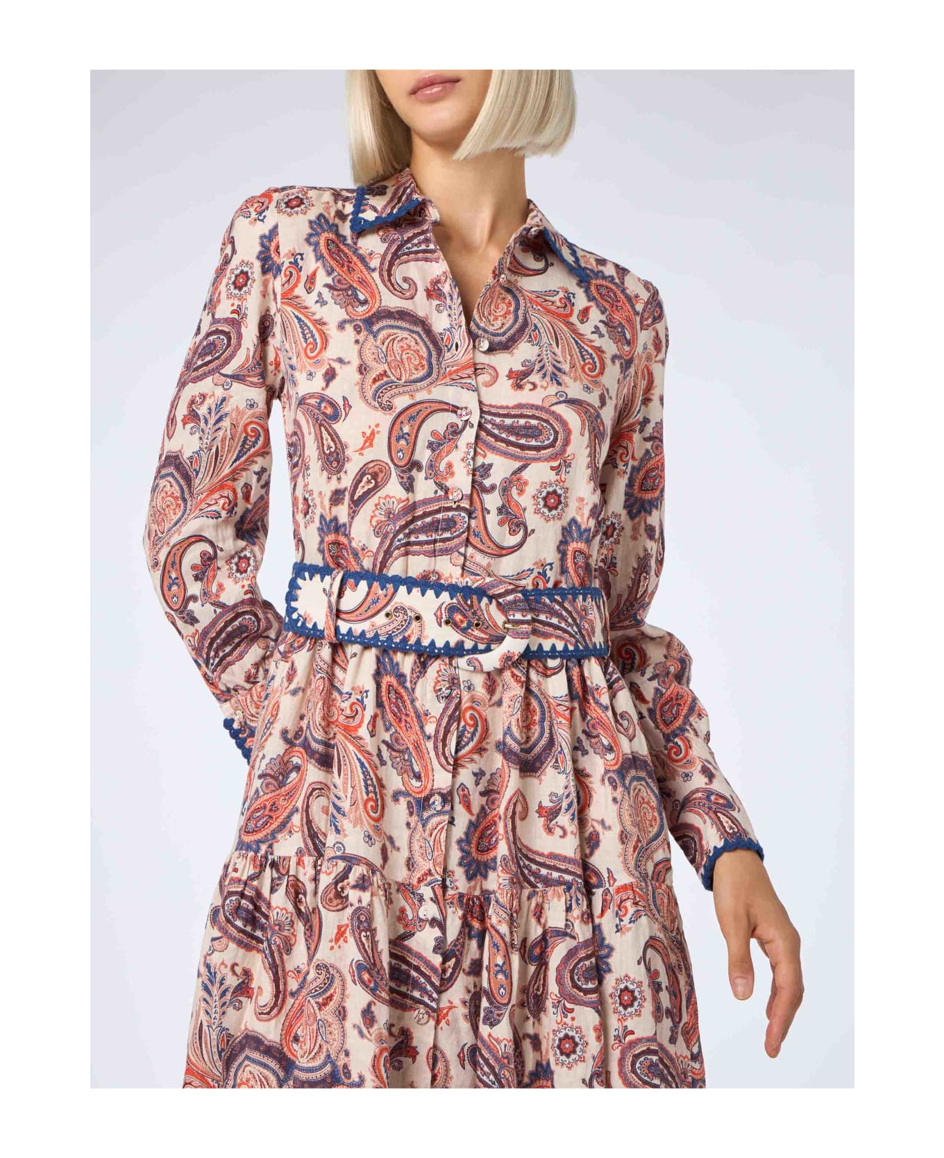 MC2 Saint Barth Woman Linen Dress Marbella With Paisley Print - WHITE