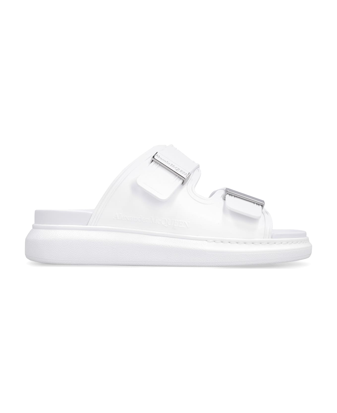 Alexander McQueen Logo Detail Rubber Slides - White