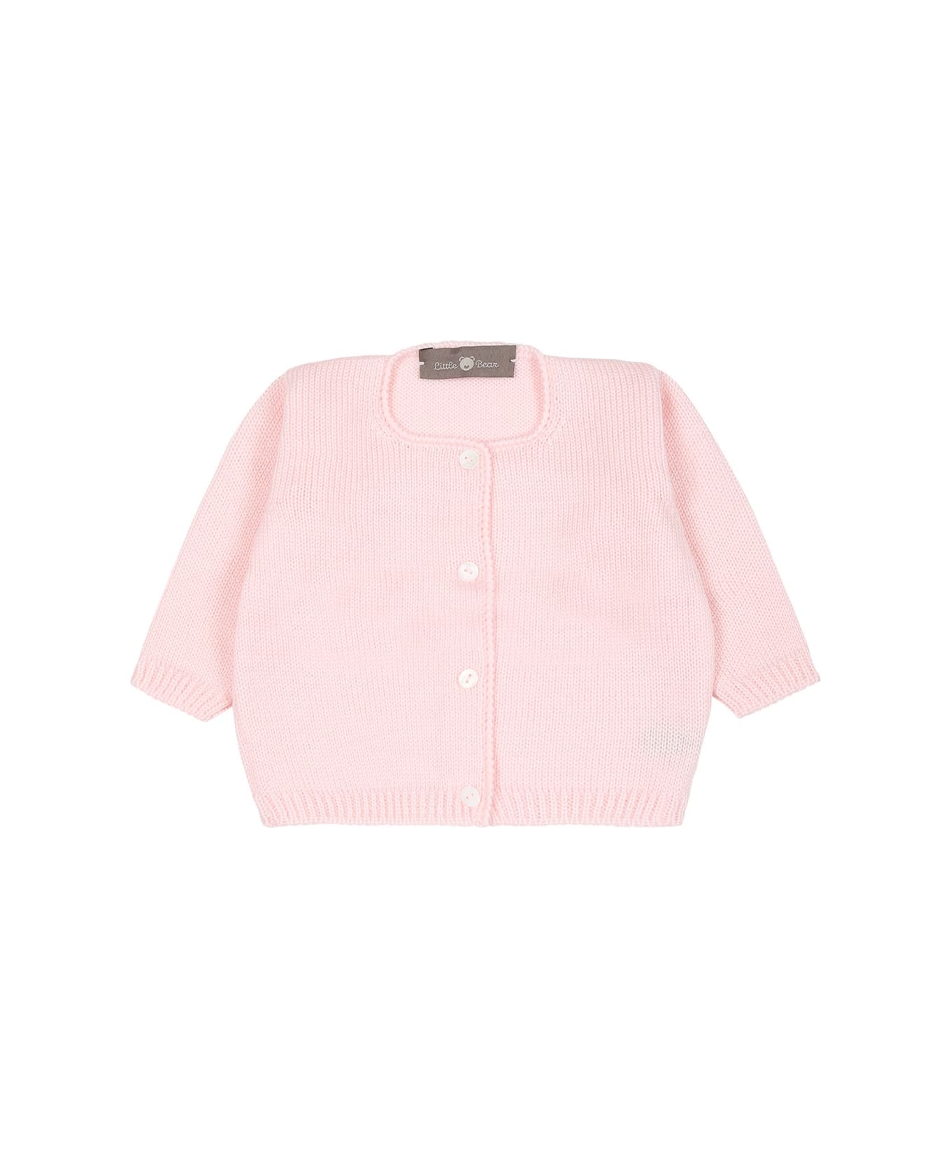 Little Bear Pink Cardigan For Baby Girl - Pink