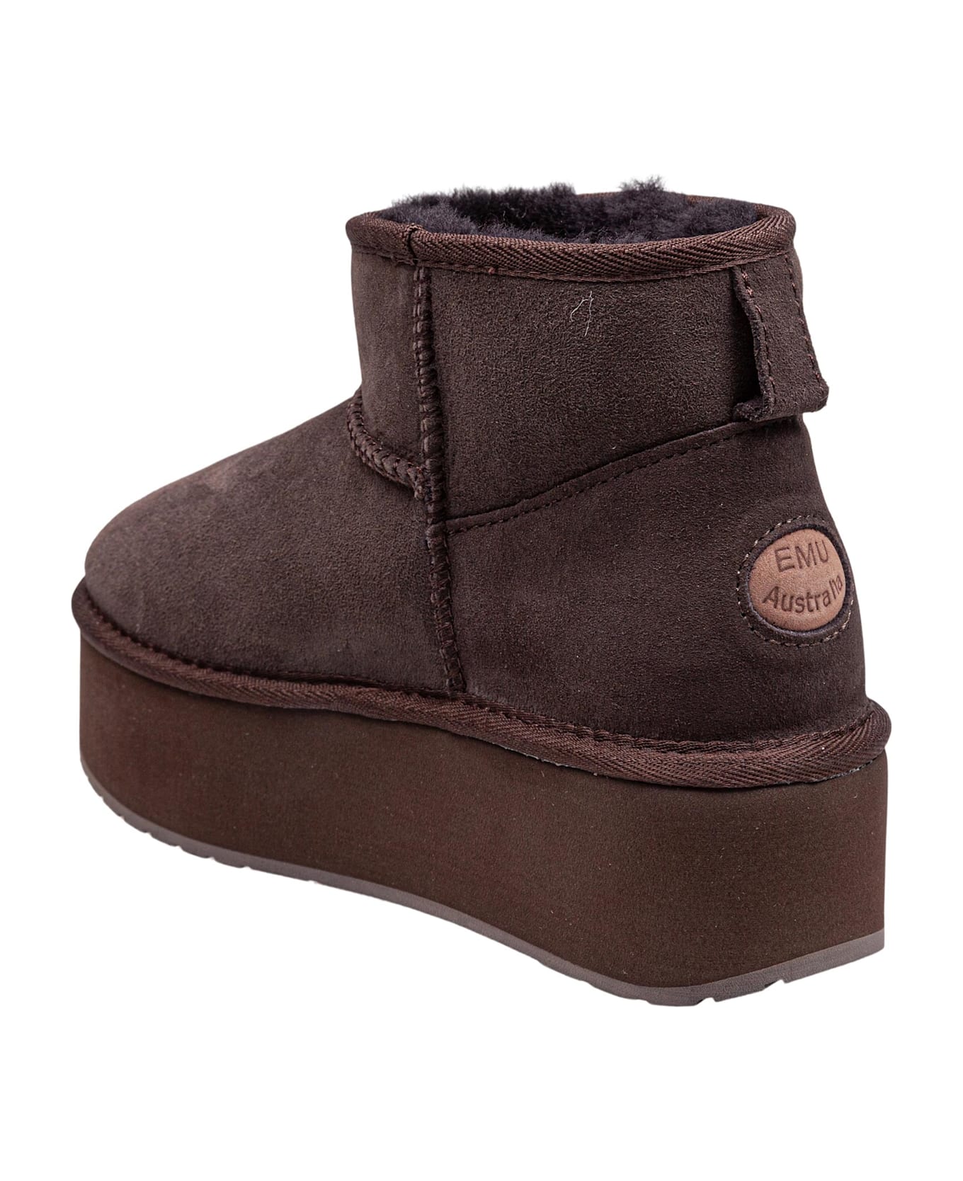 Emu Stinger Micro Flatform Suede Boot In Chocolate Color - Chocolate