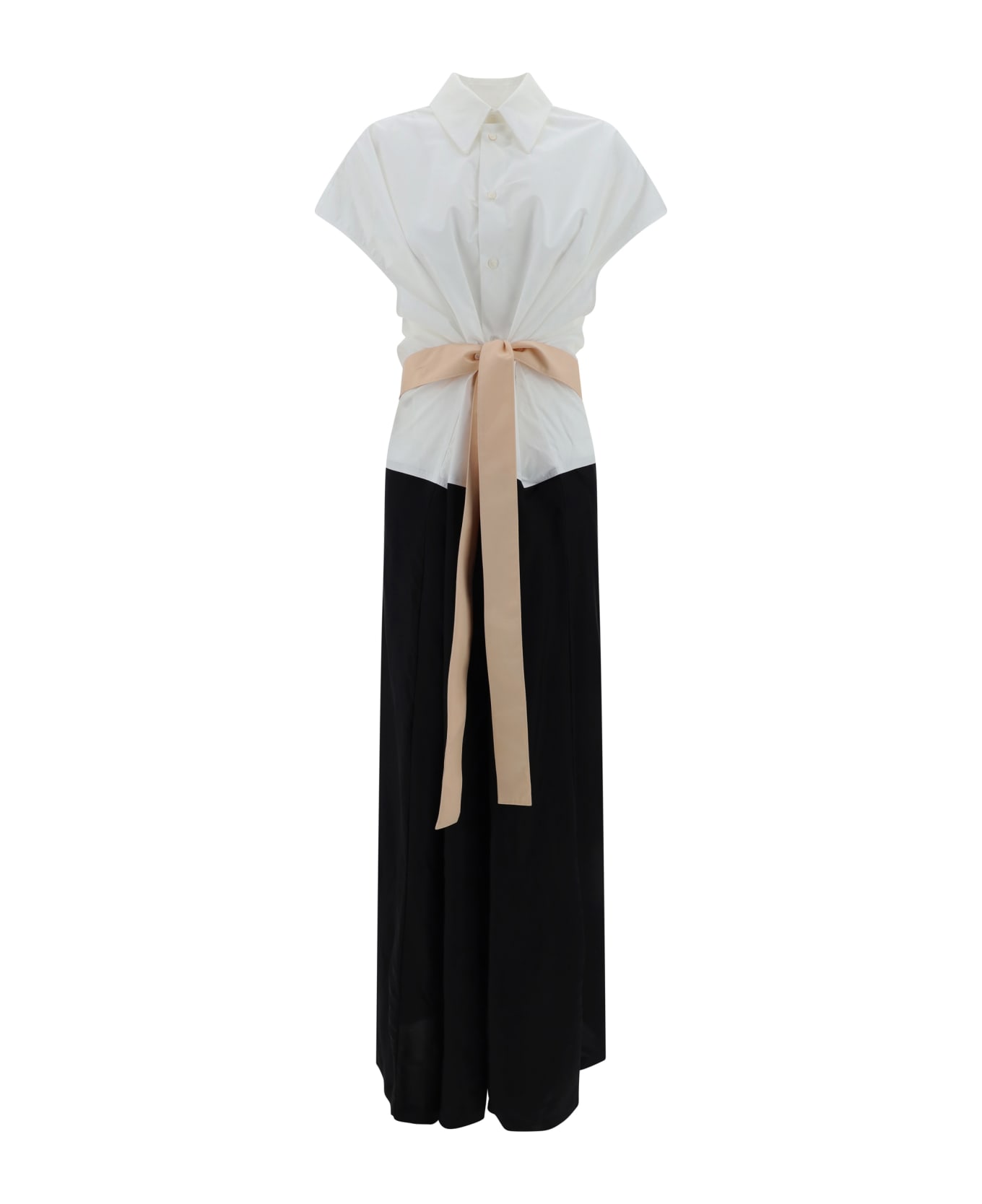 Fabiana Filippi Long Dress - Bianco Ottico/nero