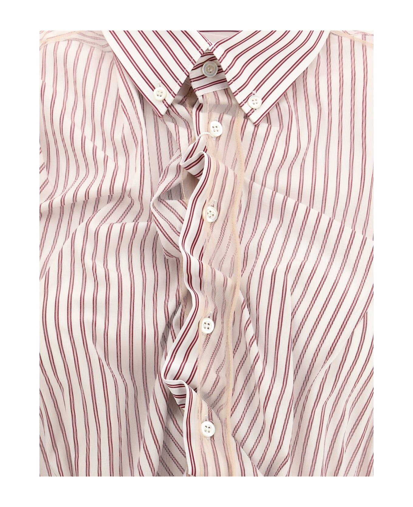 Maison Margiela Layered Tulle Striped Shirt
